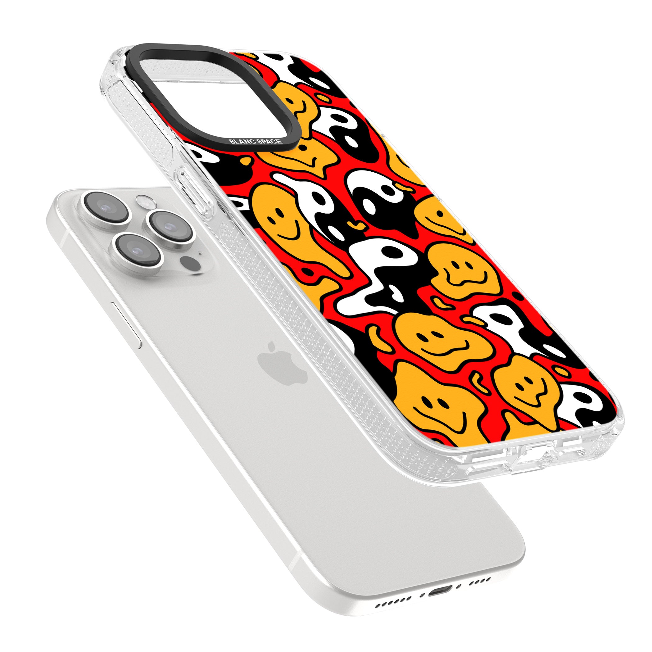 Yin Yang Acid Face iPhone 15 Pro Max / 15 Pro / 14 Pro Max / 14 Pro / 13 Pro Clear Case Impact Air - Blanc Space
