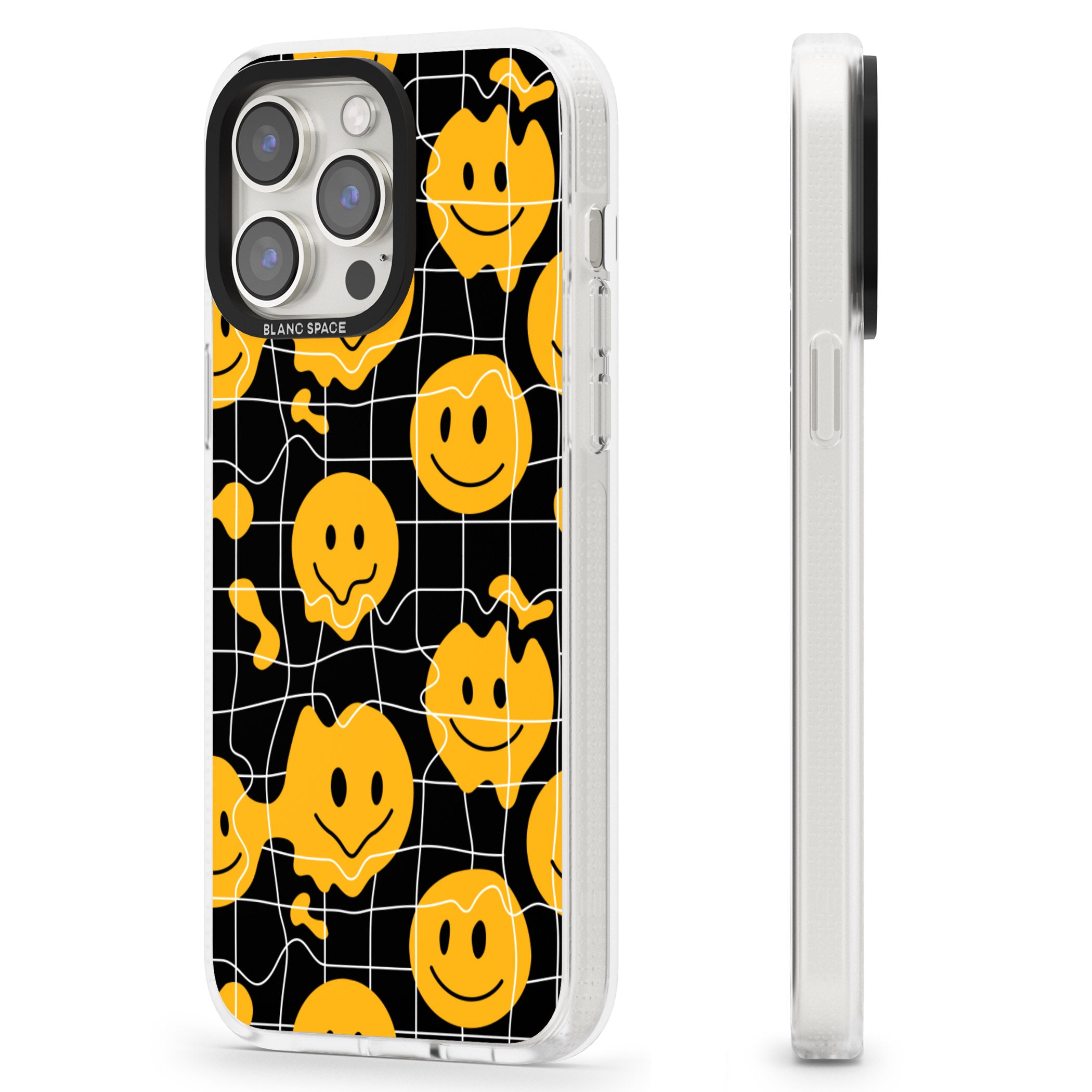 Acid Face Grid Pattern iPhone 15 Pro Max / 15 Pro / 14 Pro Max / 14 Pro / 13 Pro Clear Case Impact Air - Blanc Space