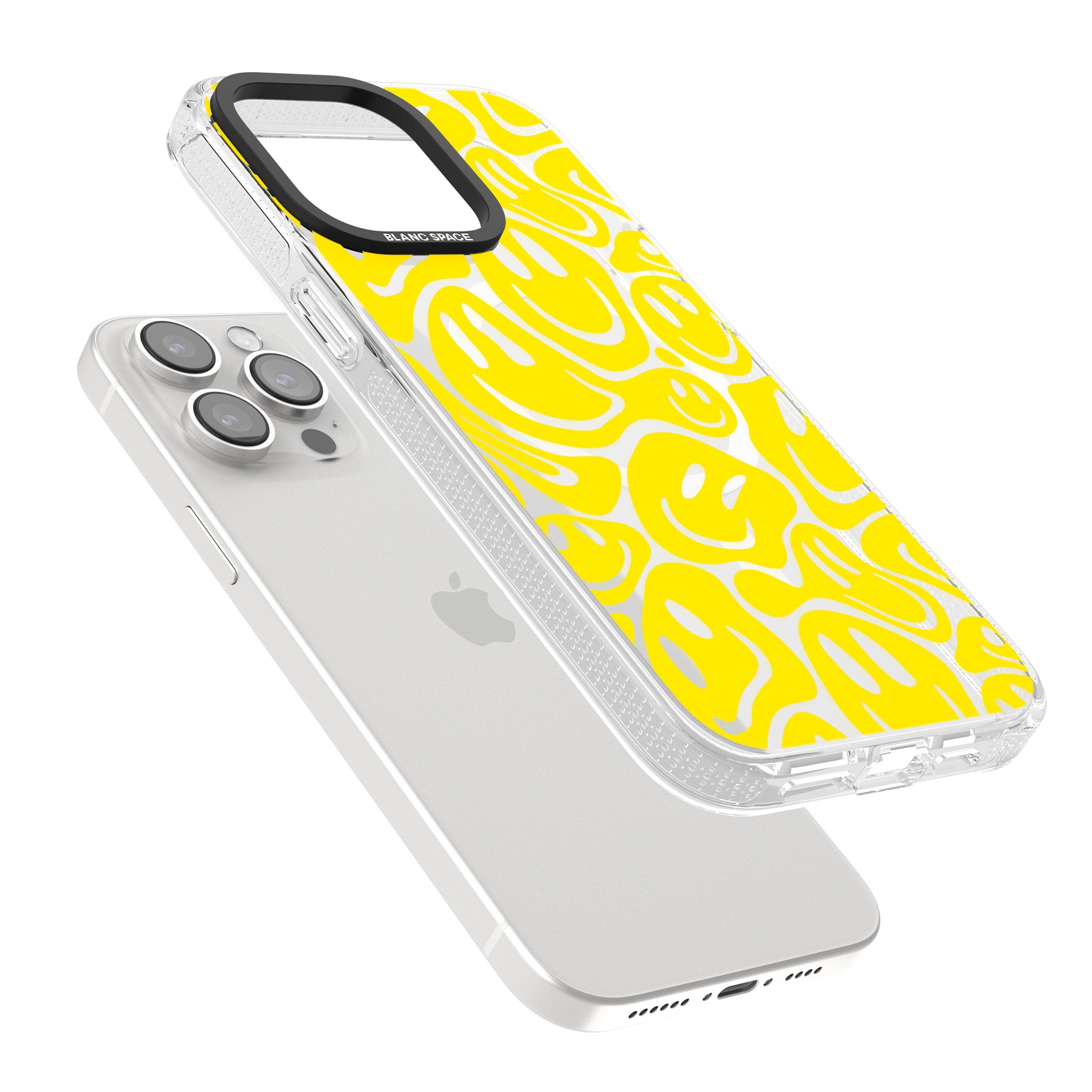 Yellow Acid Faces iPhone 15 Pro Max / 15 Pro / 14 Pro Max / 14 Pro / 13 Pro Clear Case Impact Air - Blanc Space