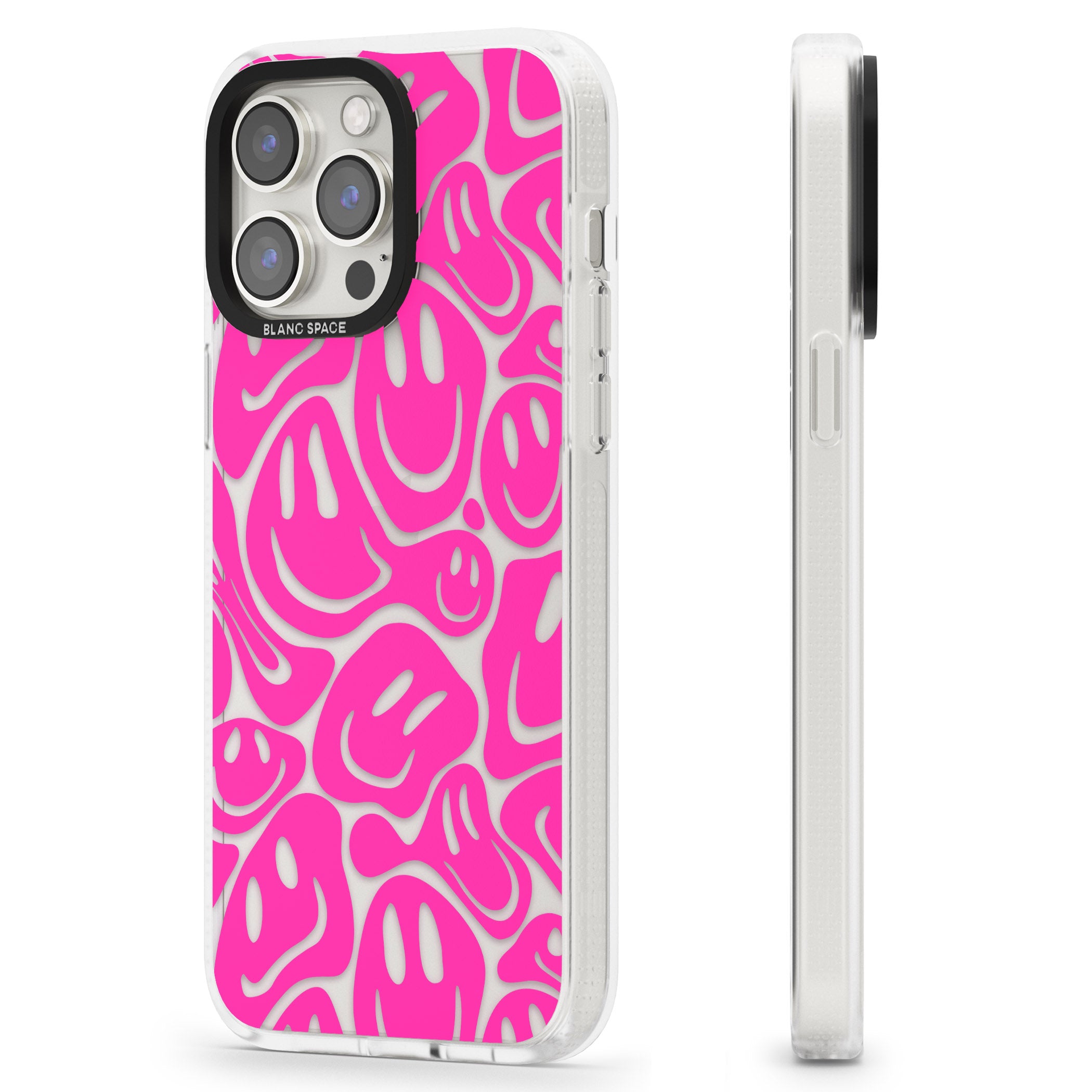 Pink Acid Faces iPhone 15 Pro Max / 15 Pro / 14 Pro Max / 14 Pro / 13 Pro Clear Case Impact Air - Blanc Space
