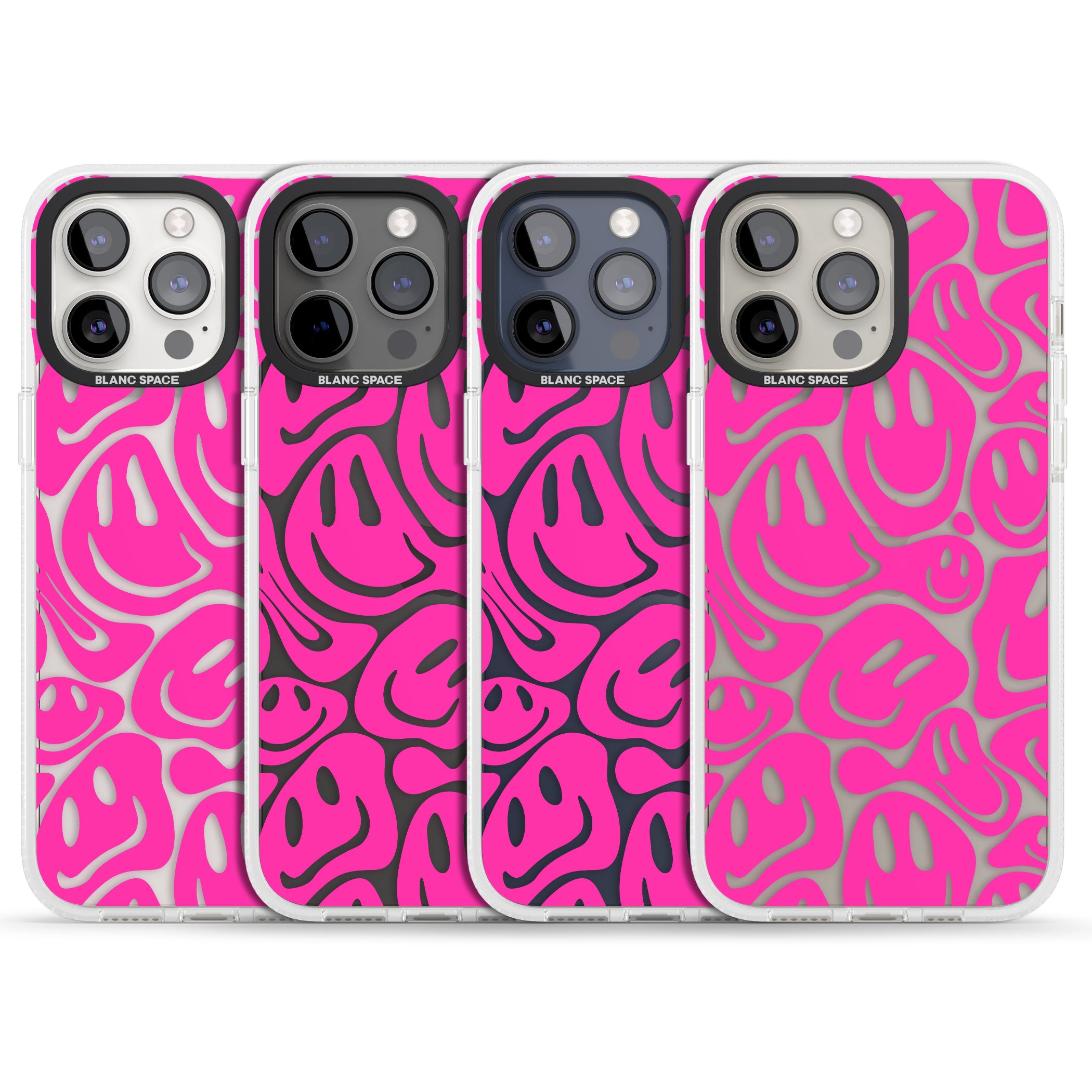 Pink Acid Faces iPhone 15 Pro Max / 15 Pro / 14 Pro Max / 14 Pro / 13 Pro Clear Case Impact Air - Blanc Space