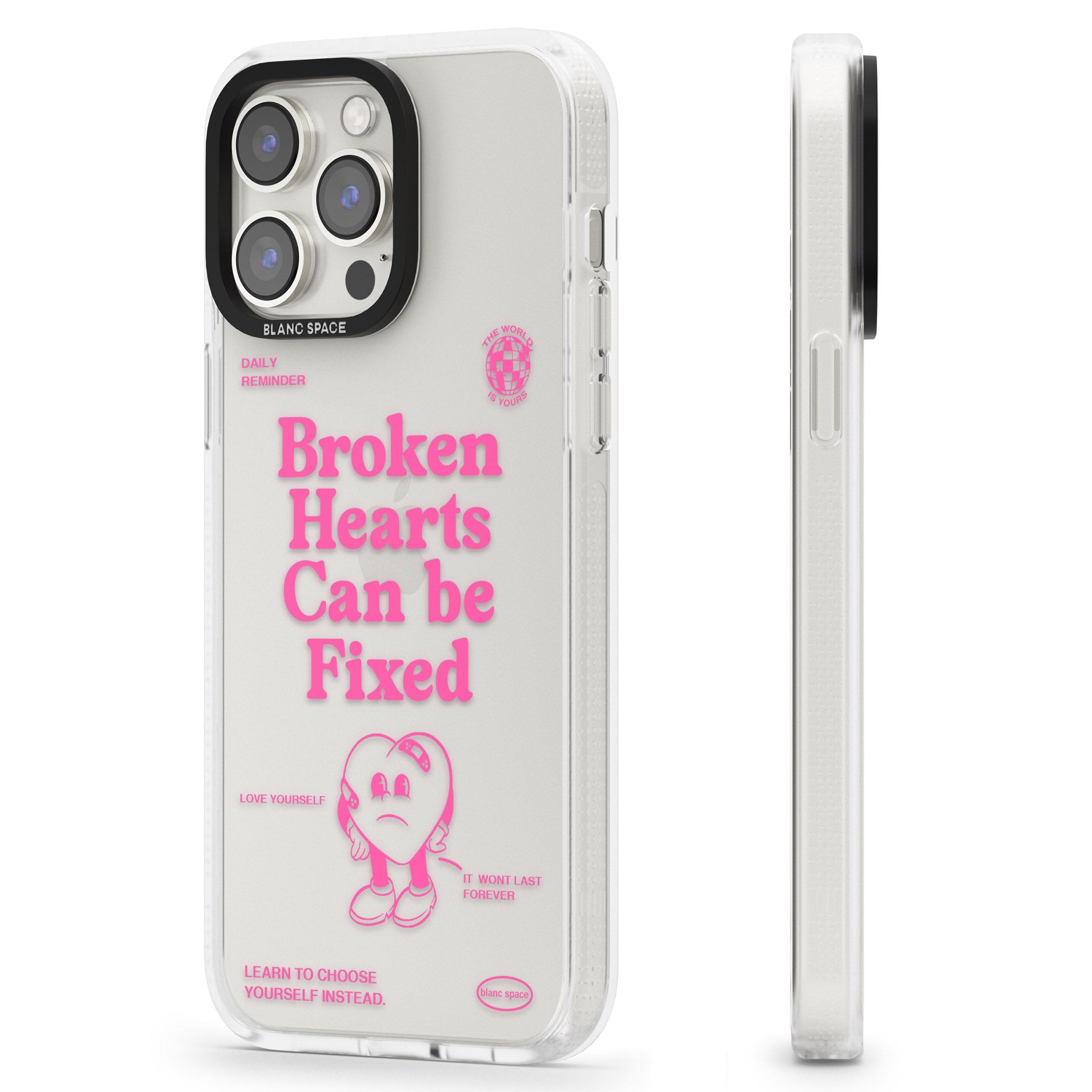 Broken Hearts Can Be Fixed iPhone 15 Pro Max / 15 Pro / 14 Pro Max / 14 Pro / 13 Pro Clear Case Impact Air - Blanc Space