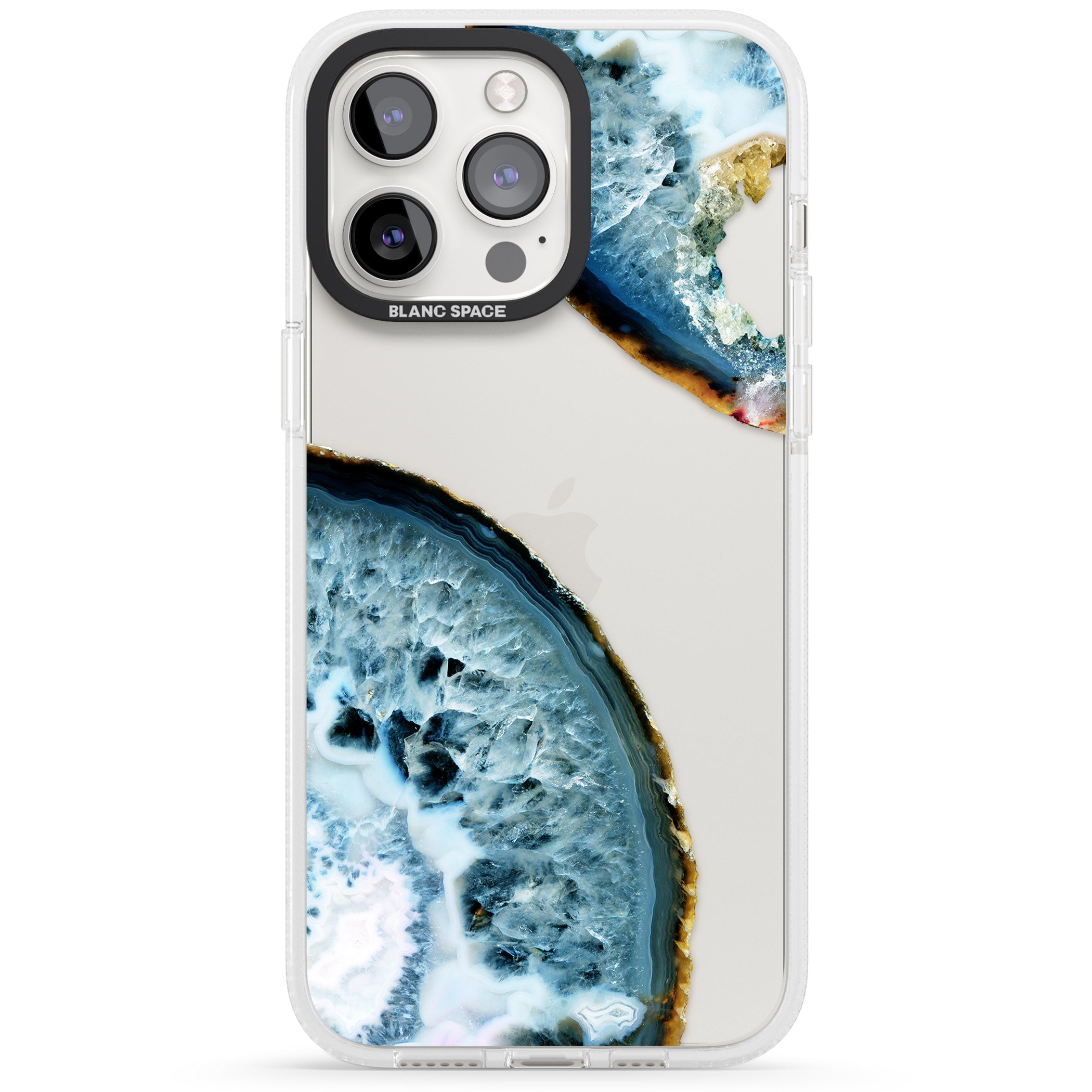 Blue, White & Yellow Agate Gemstone iPhone 15 Pro Max / 15 Pro / 14 Pro Max / 14 Pro / 13 Pro Clear Case Impact Air - Blanc Space