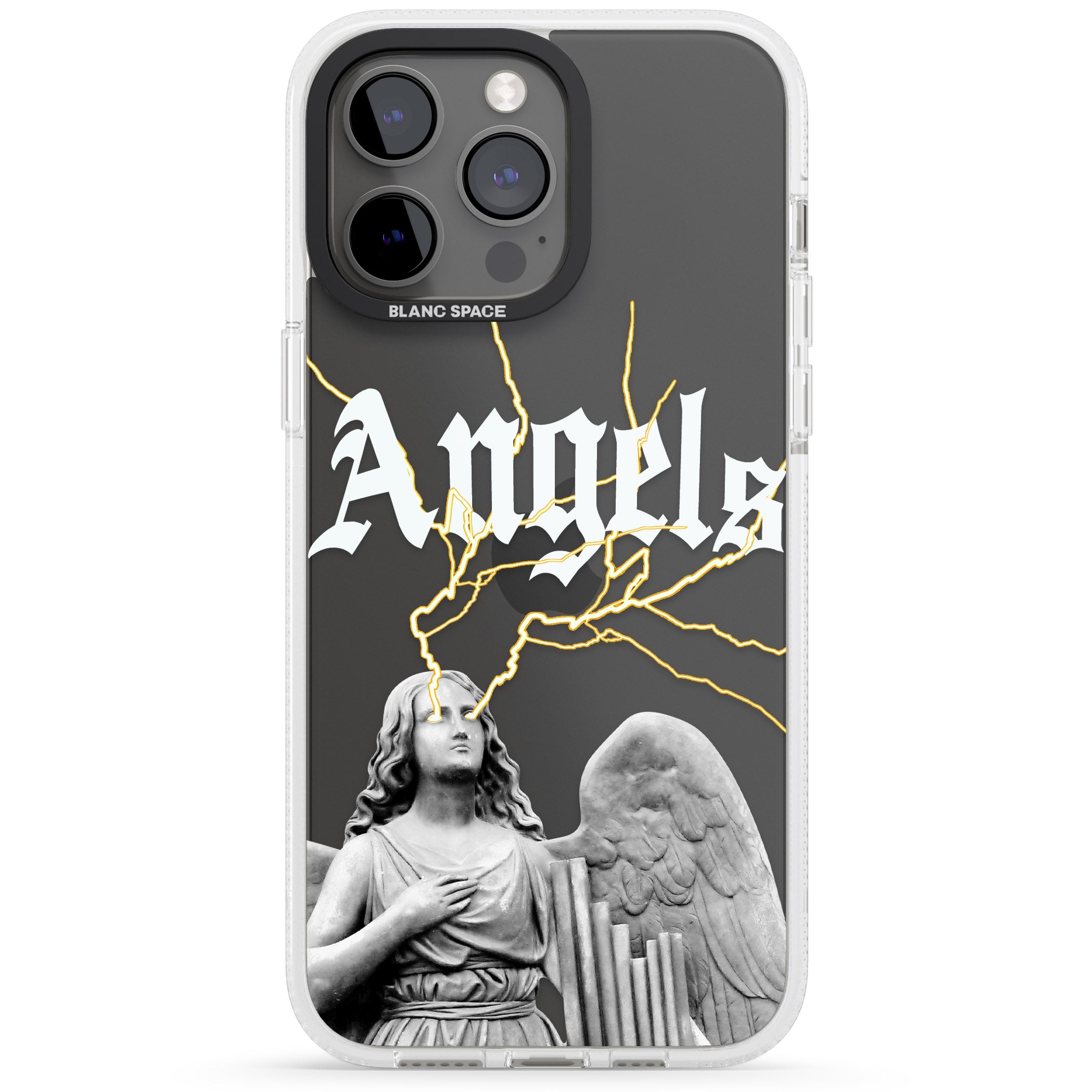 ANGELS iPhone 15 Pro Max / 15 Pro / 14 Pro Max / 14 Pro / 13 Pro Clear Case Impact Air - Blanc Space