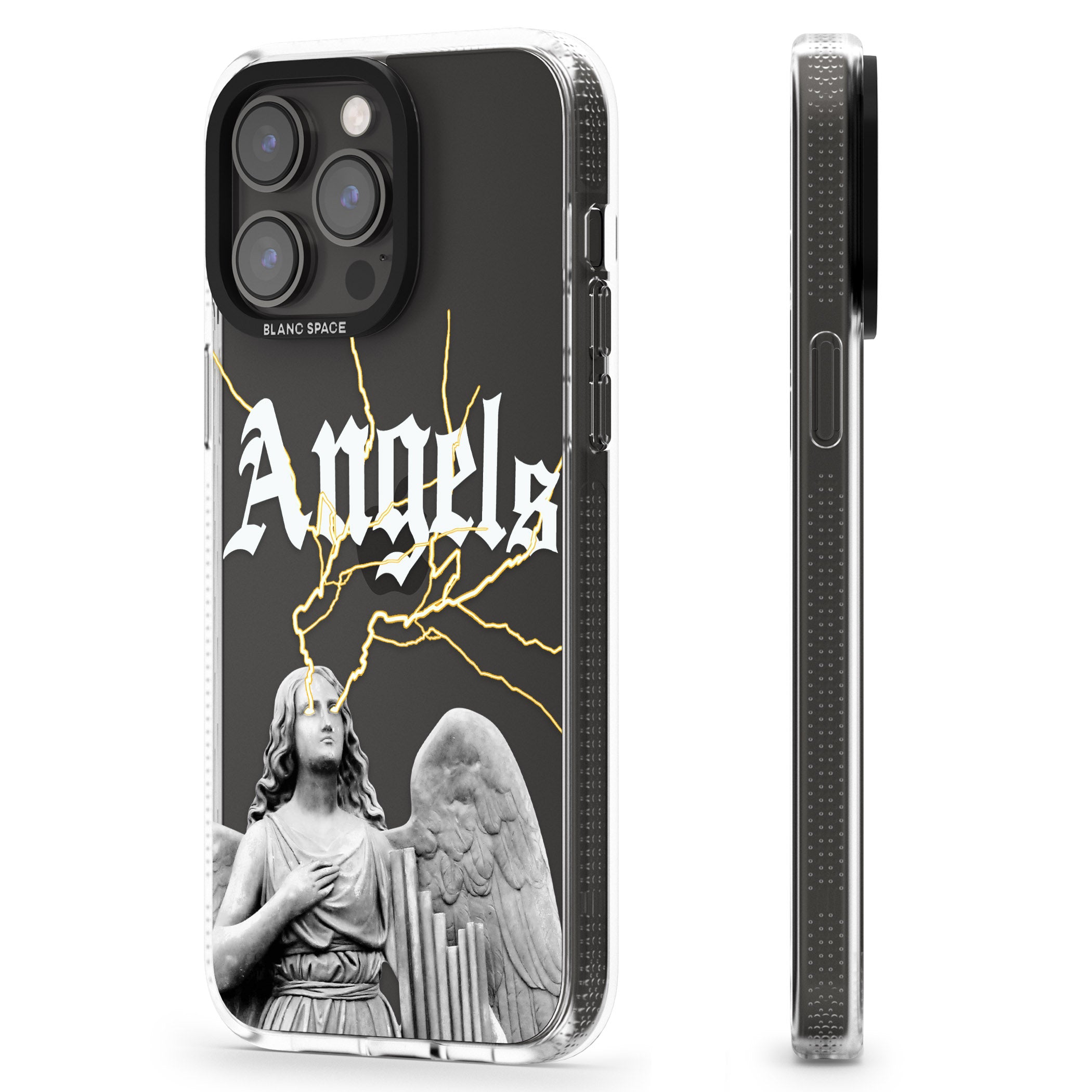 ANGELS iPhone 15 Pro Max / 15 Pro / 14 Pro Max / 14 Pro / 13 Pro Clear Case Impact Air - Blanc Space