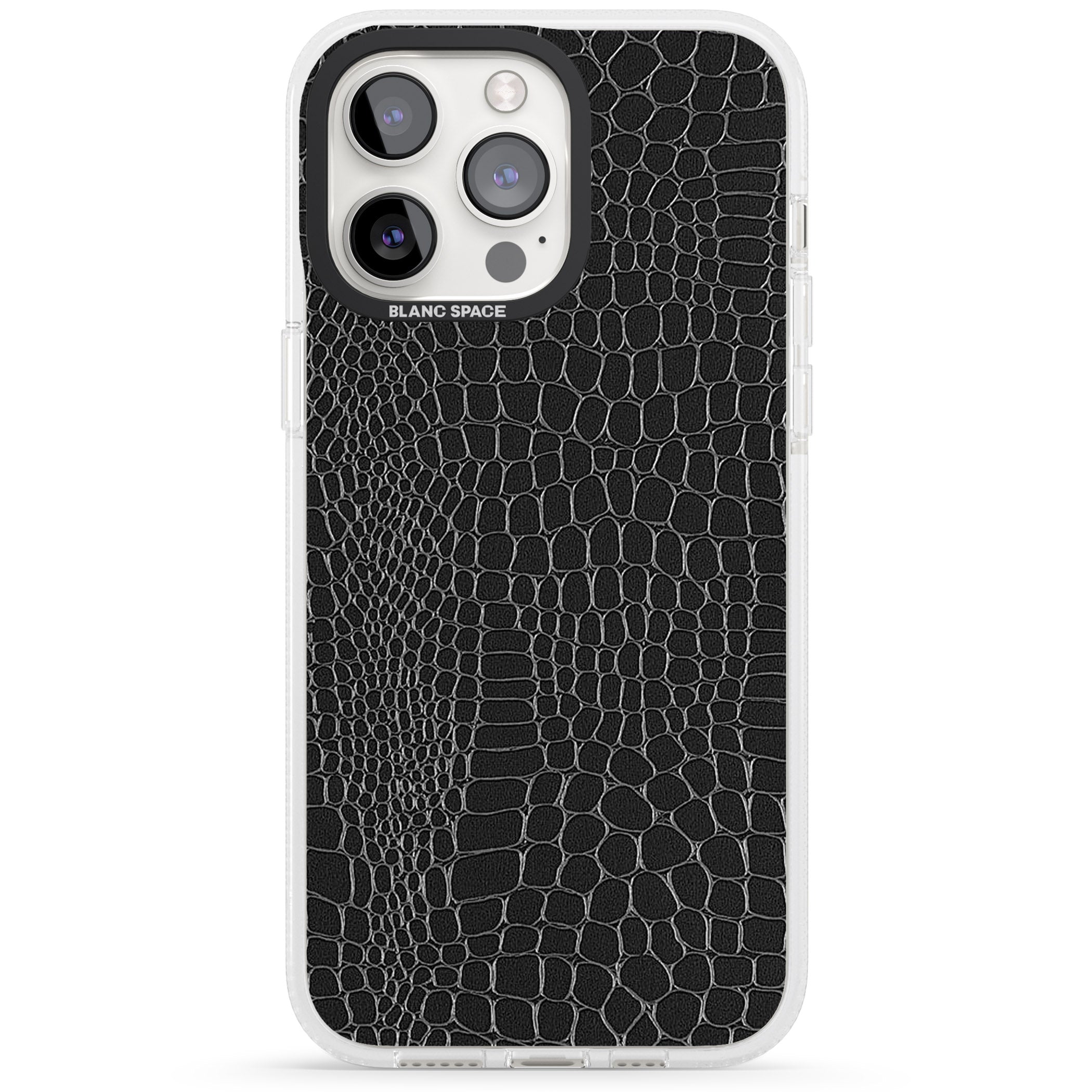 Black Snakeskin iPhone 15 Pro Max / 15 Pro / 14 Pro Max / 14 Pro / 13 Pro Clear Case Impact Air - Blanc Space