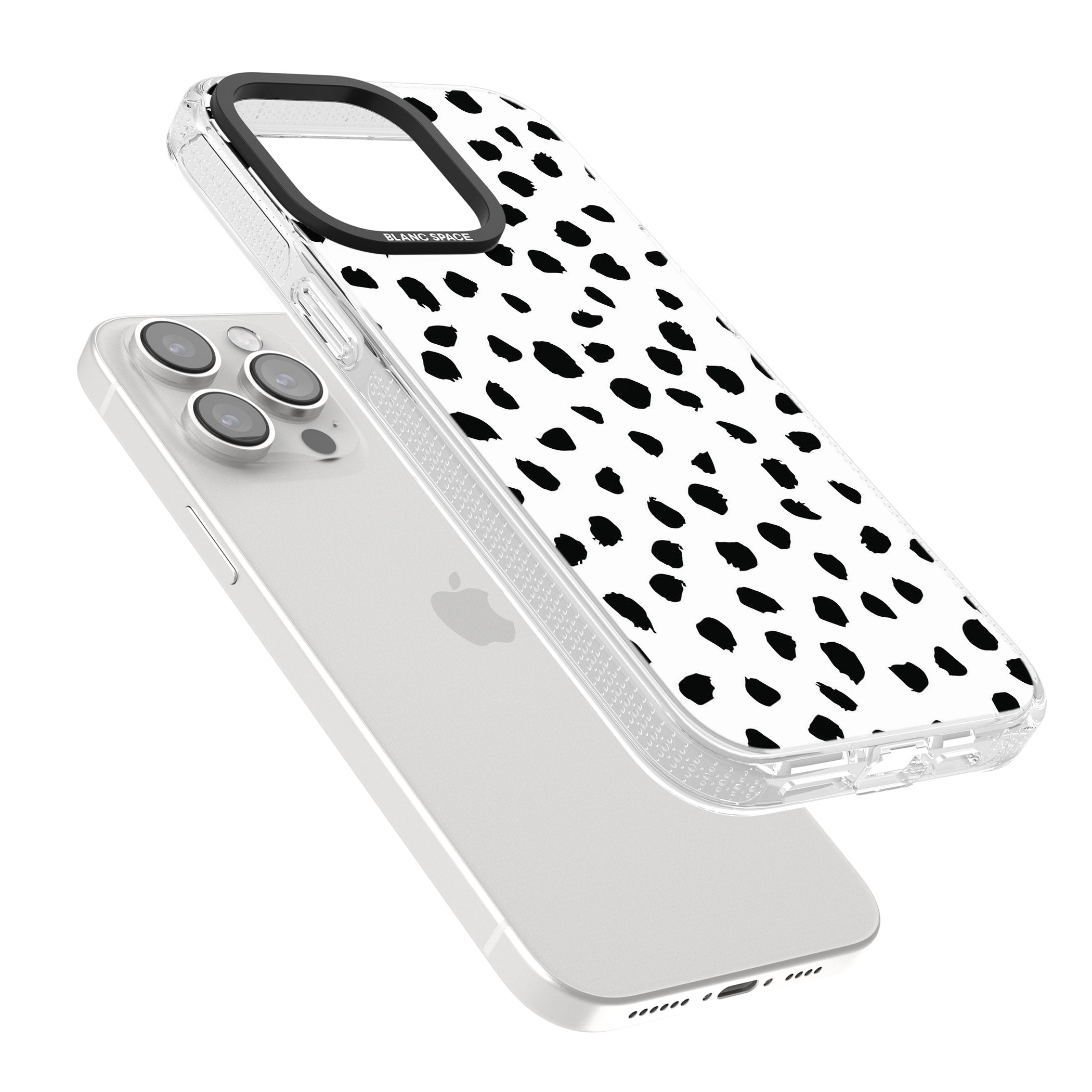 White Dalmatian Print iPhone 15 Pro Max / 15 Pro / 14 Pro Max / 14 Pro / 13 Pro Clear Case Impact Air - Blanc Space