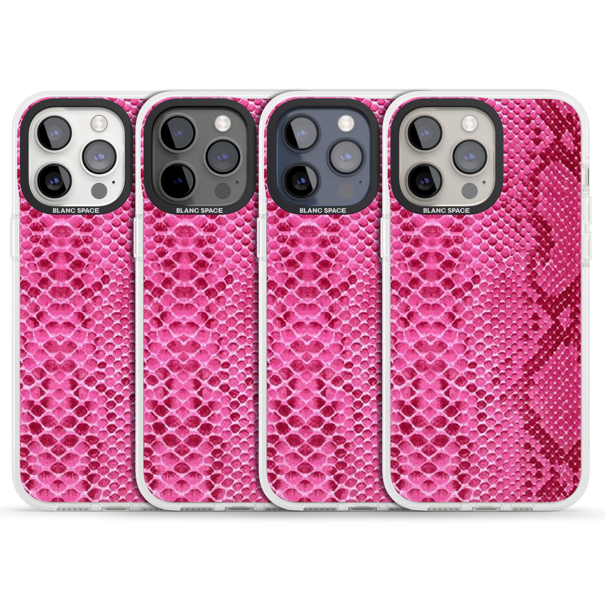 Pink Snakeskin iPhone 15 Pro Max / 15 Pro / 14 Pro Max / 14 Pro / 13 Pro Clear Case Impact Air - Blanc Space