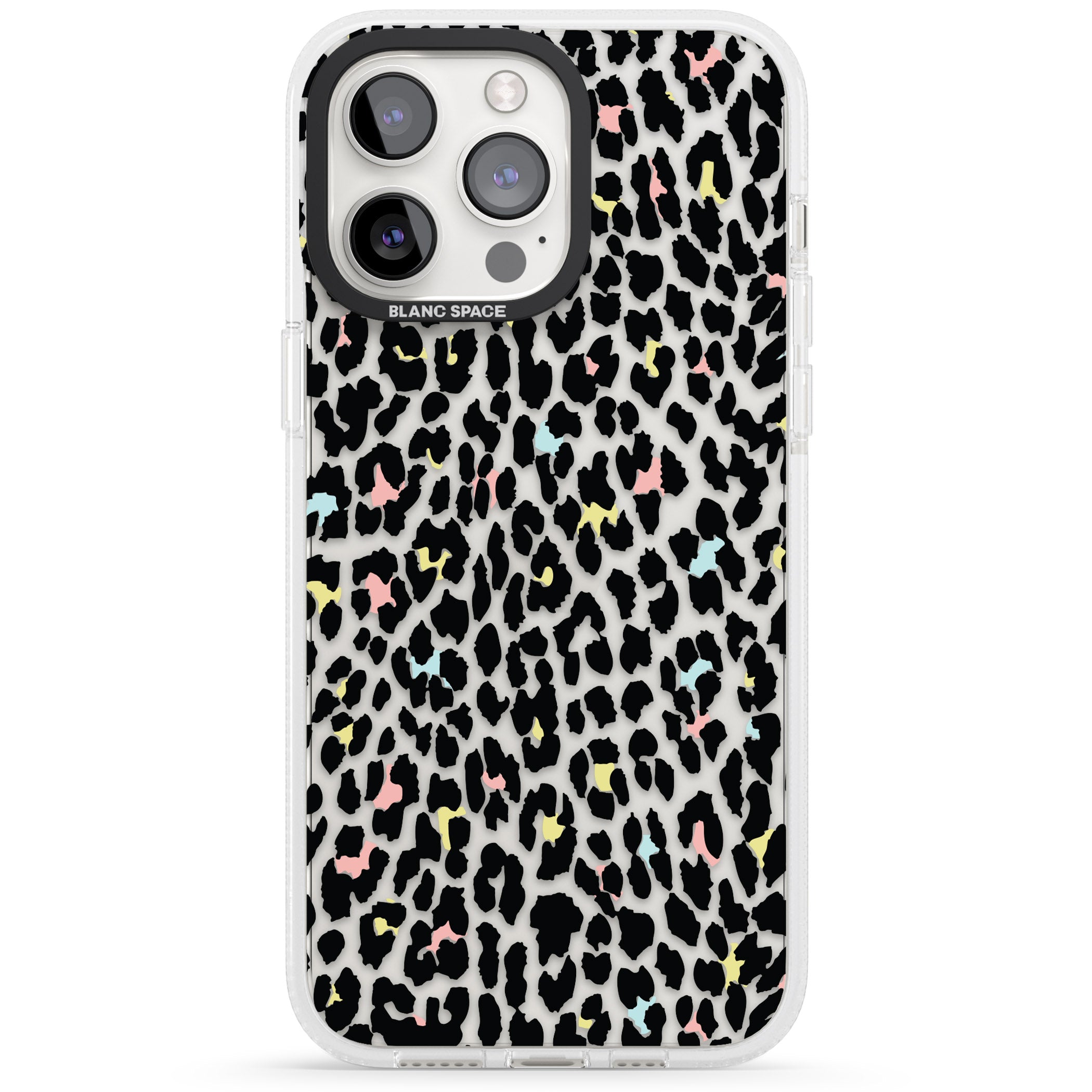 Mixed Pastels Leopard Print - Transparent iPhone 15 Pro Max / 15 Pro / 14 Pro Max / 14 Pro / 13 Pro Clear Case Impact Air - Blanc Space