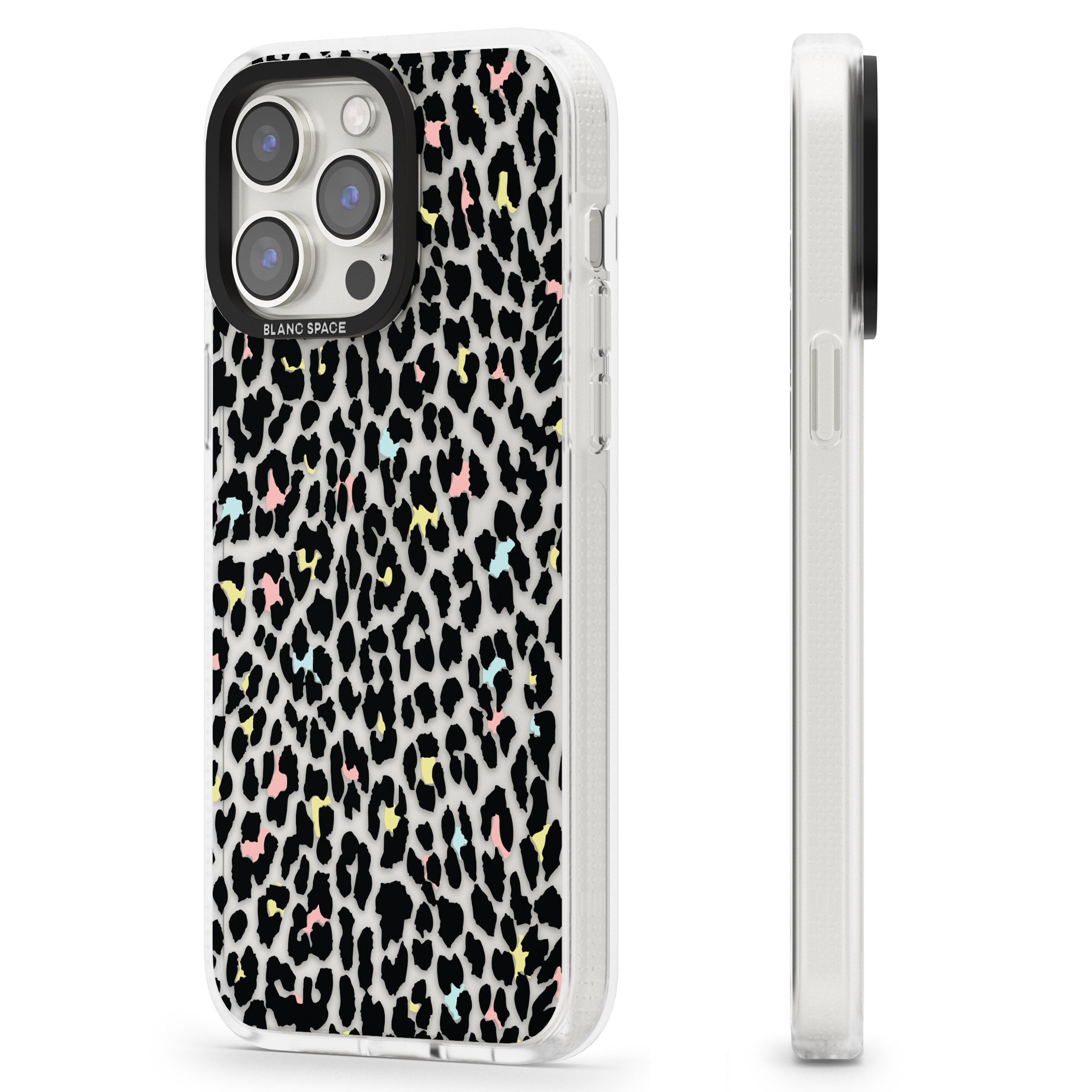 Mixed Pastels Leopard Print - Transparent iPhone 15 Pro Max / 15 Pro / 14 Pro Max / 14 Pro / 13 Pro Clear Case Impact Air - Blanc Space