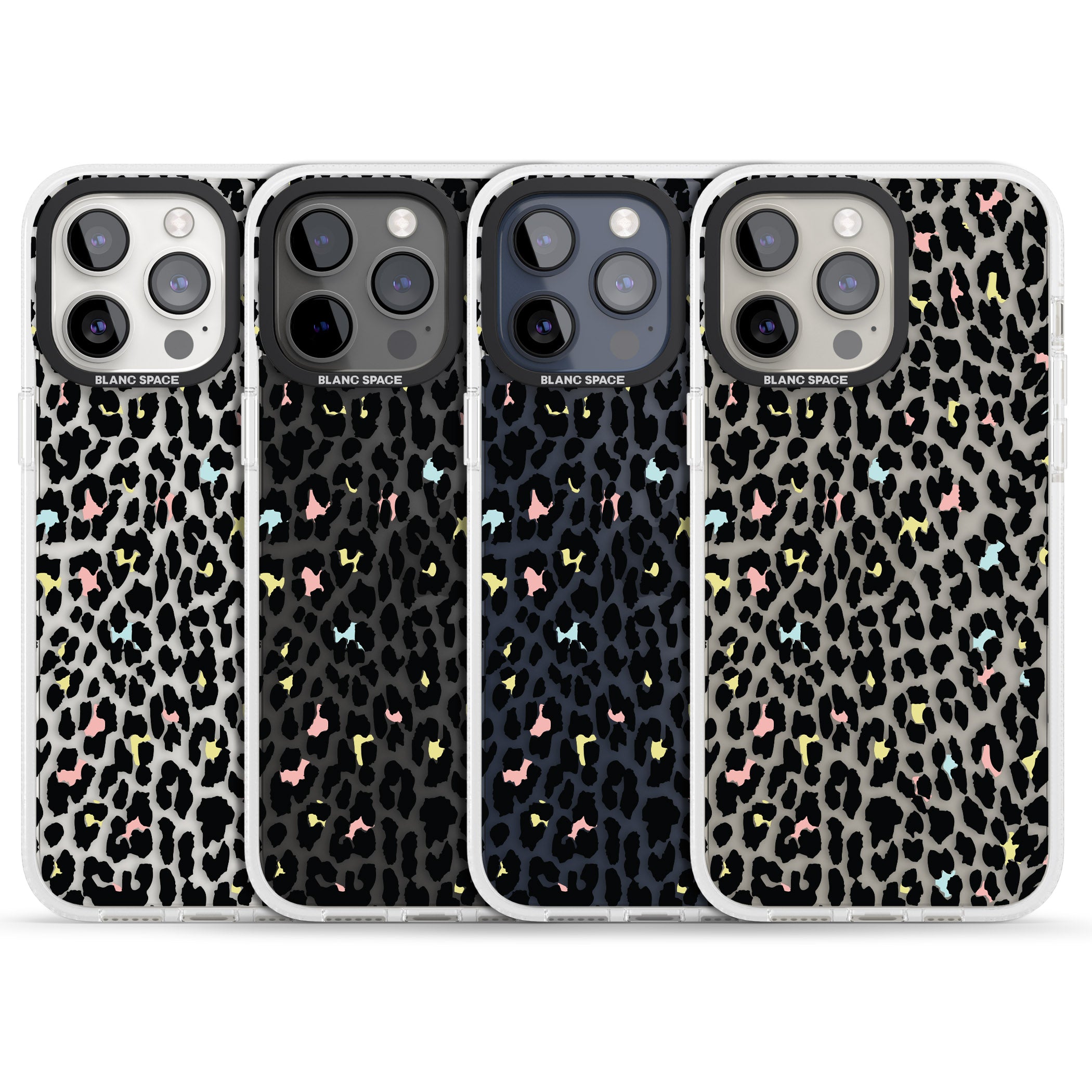 Mixed Pastels Leopard Print - Transparent iPhone 15 Pro Max / 15 Pro / 14 Pro Max / 14 Pro / 13 Pro Clear Case Impact Air - Blanc Space