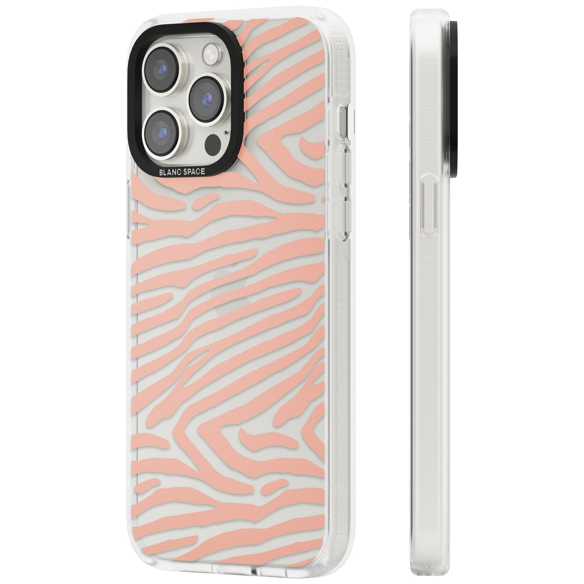 Horizontal Zebra Stripes Transparent Animal Print iPhone 13 Pro / iPhone 13 Pro Max / iPhone 14 Pro / iPhone 14 Pro Max / iPhone 15 Pro / iPhone 15 Pro Max Impact Air Clear Phone Case side