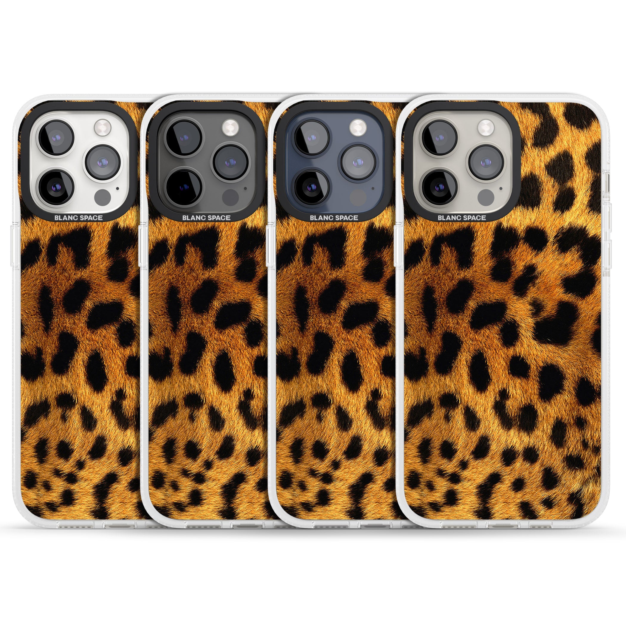 Leopard Print iPhone 15 Pro Max / 15 Pro / 14 Pro Max / 14 Pro / 13 Pro Clear Case Impact Air - Blanc Space