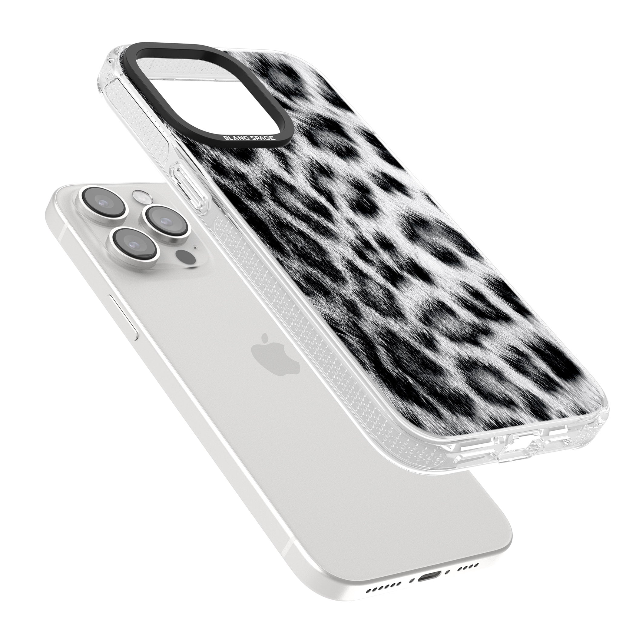 Animal Fur Pattern - Snow Leopard iPhone 15 Pro Max / 15 Pro / 14 Pro Max / 14 Pro / 13 Pro Clear Case Impact Air - Blanc Space
