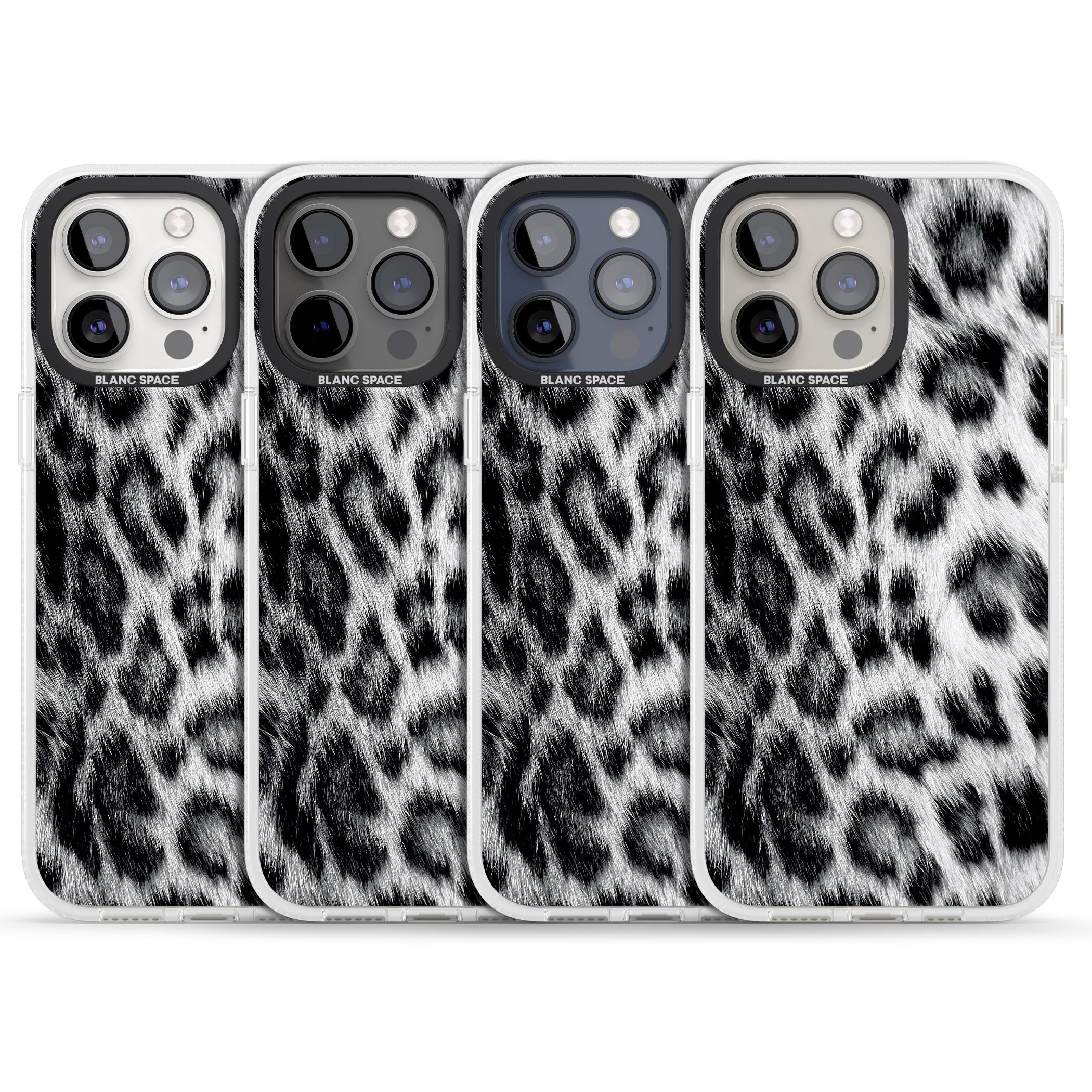 Animal Fur Pattern - Snow Leopard iPhone 15 Pro Max / 15 Pro / 14 Pro Max / 14 Pro / 13 Pro Clear Case Impact Air - Blanc Space
