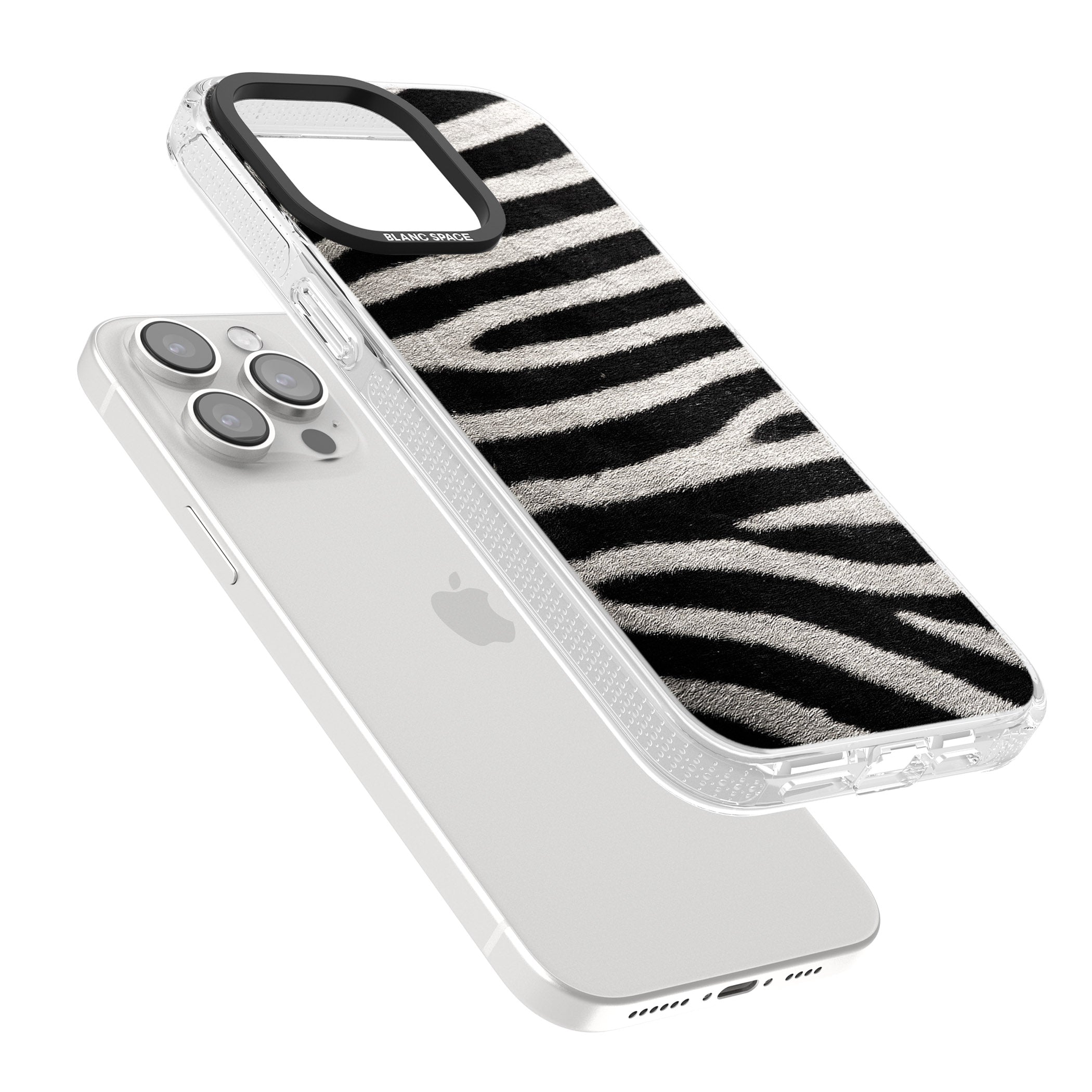 Zebra Print iPhone 15 Pro Max / 15 Pro / 14 Pro Max / 14 Pro / 13 Pro Clear Case Impact Air - Blanc Space