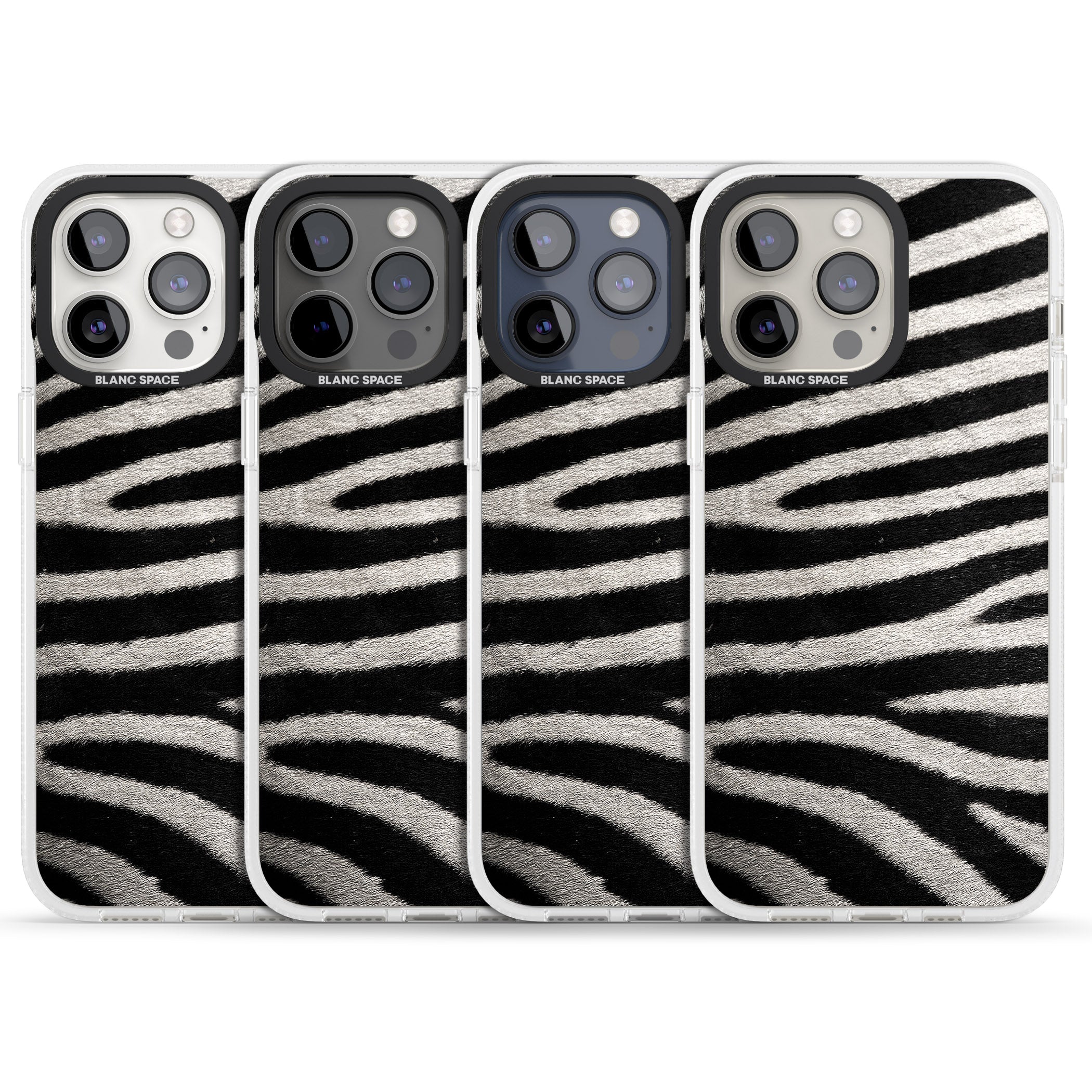 Zebra Print iPhone 15 Pro Max / 15 Pro / 14 Pro Max / 14 Pro / 13 Pro Clear Case Impact Air - Blanc Space
