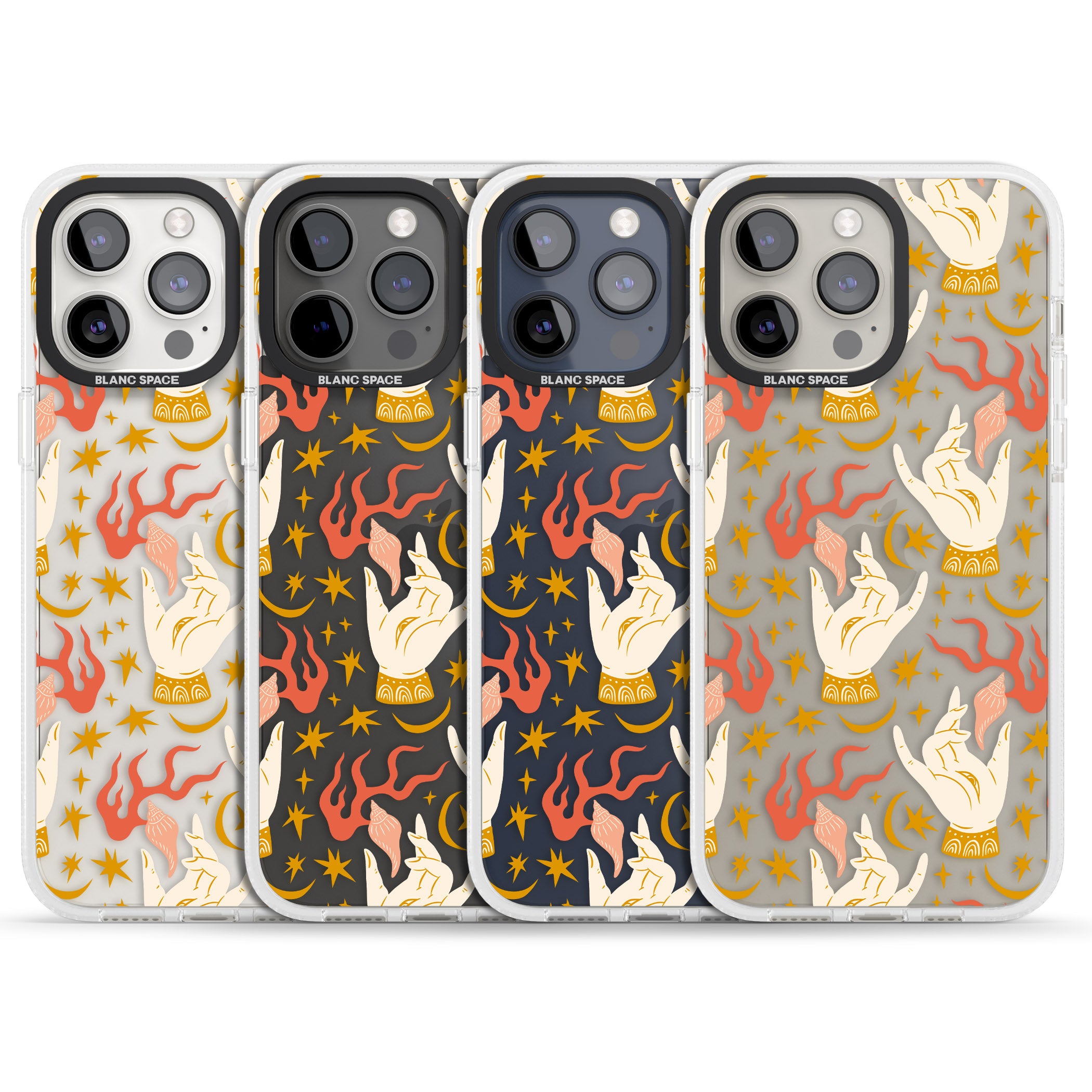 Hand Watcher Pattern iPhone 15 Pro Max / 15 Pro / 14 Pro Max / 14 Pro / 13 Pro Clear Case Impact Air - Blanc Space