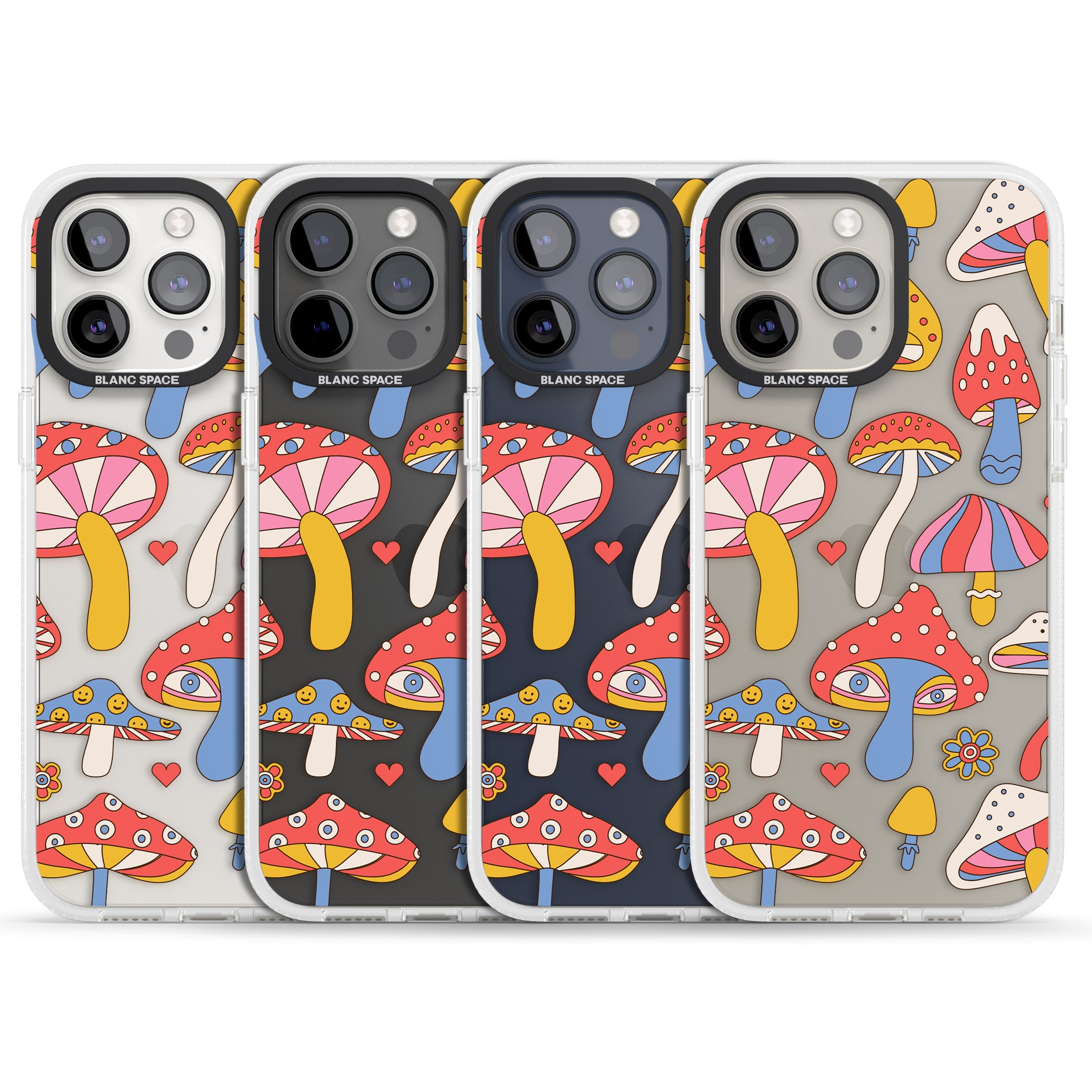 Vibrant Shrooms iPhone 15 Pro Max / 15 Pro / 14 Pro Max / 14 Pro / 13 Pro Clear Case Impact Air - Blanc Space