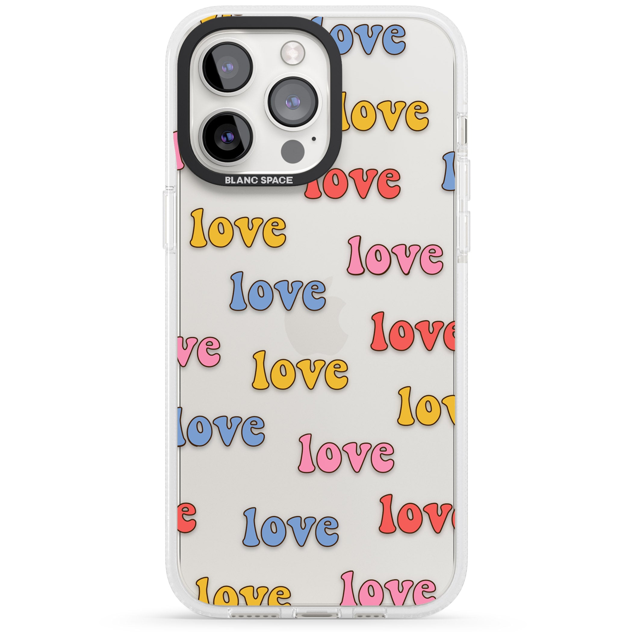 Love Pattern iPhone 15 Pro Max / 15 Pro / 14 Pro Max / 14 Pro / 13 Pro Clear Case Impact Air - Blanc Space