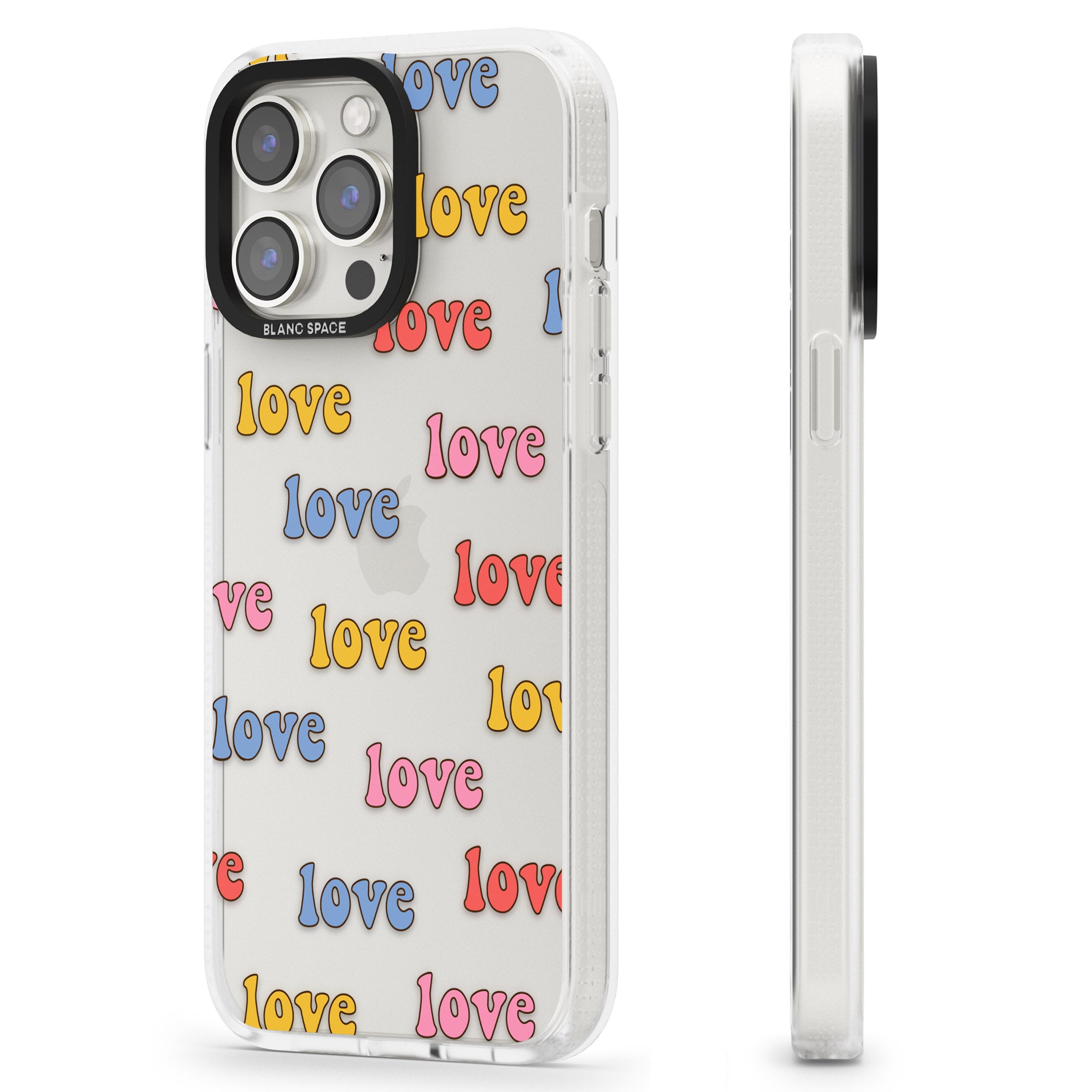 Love Pattern iPhone 15 Pro Max / 15 Pro / 14 Pro Max / 14 Pro / 13 Pro Clear Case Impact Air - Blanc Space