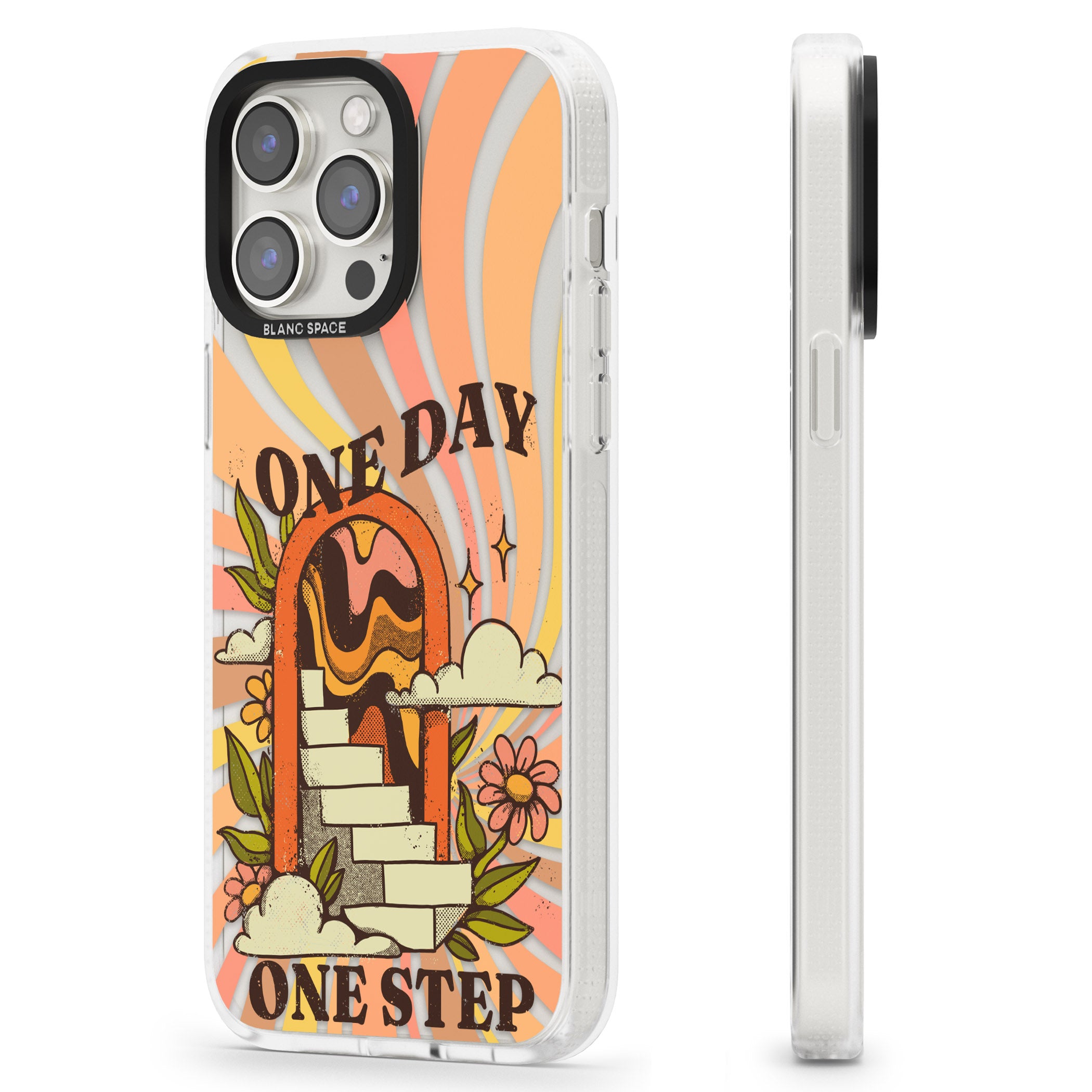 One Day One Step iPhone 15 Pro Max / 15 Pro / 14 Pro Max / 14 Pro / 13 Pro Clear Case Impact Air - Blanc Space