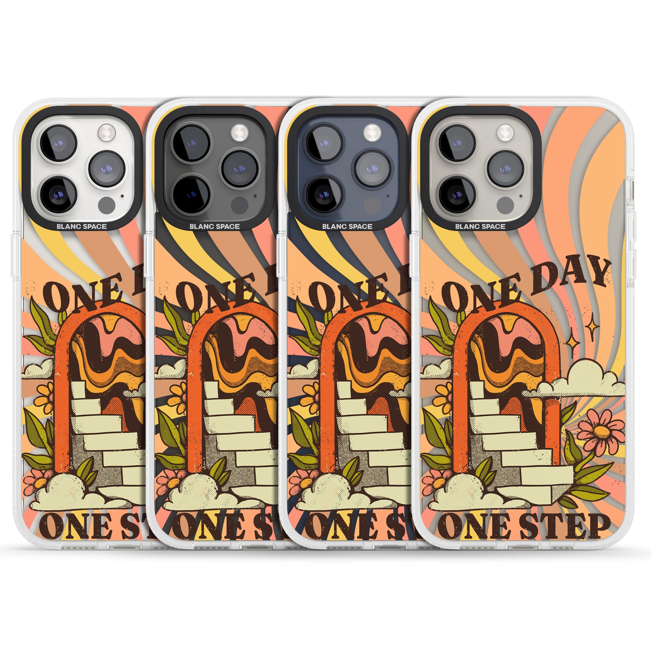 One Day One Step iPhone 15 Pro Max / 15 Pro / 14 Pro Max / 14 Pro / 13 Pro Clear Case Impact Air - Blanc Space