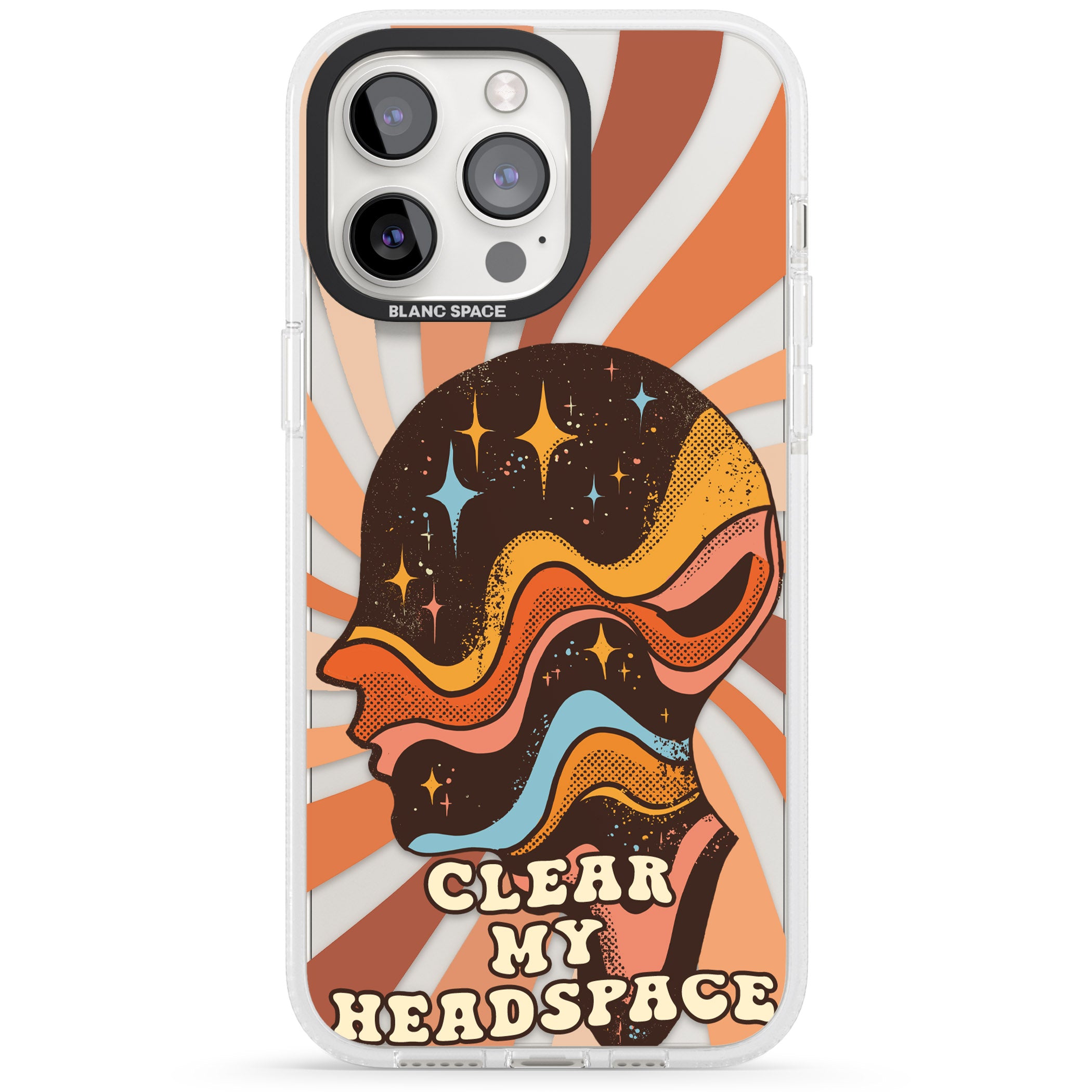 Clear My Headspace iPhone 15 Pro Max / 15 Pro / 14 Pro Max / 14 Pro / 13 Pro Clear Case Impact Air - Blanc Space