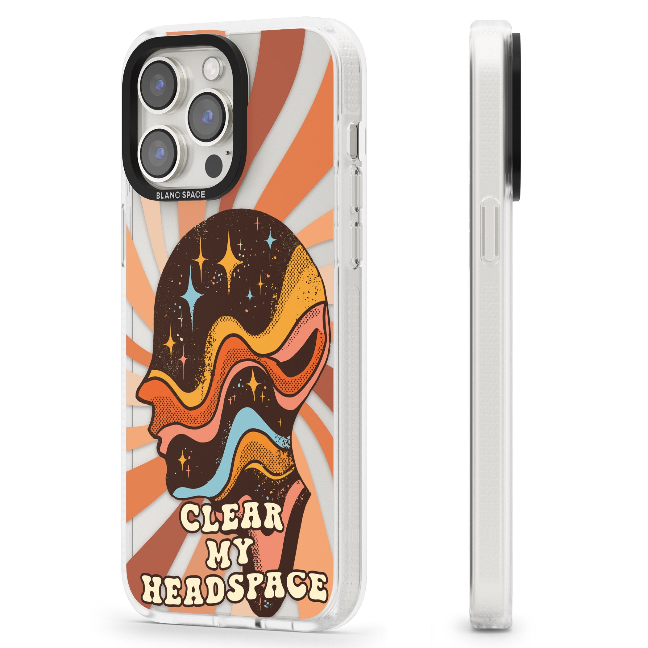 Clear My Headspace iPhone 15 Pro Max / 15 Pro / 14 Pro Max / 14 Pro / 13 Pro Clear Case Impact Air - Blanc Space