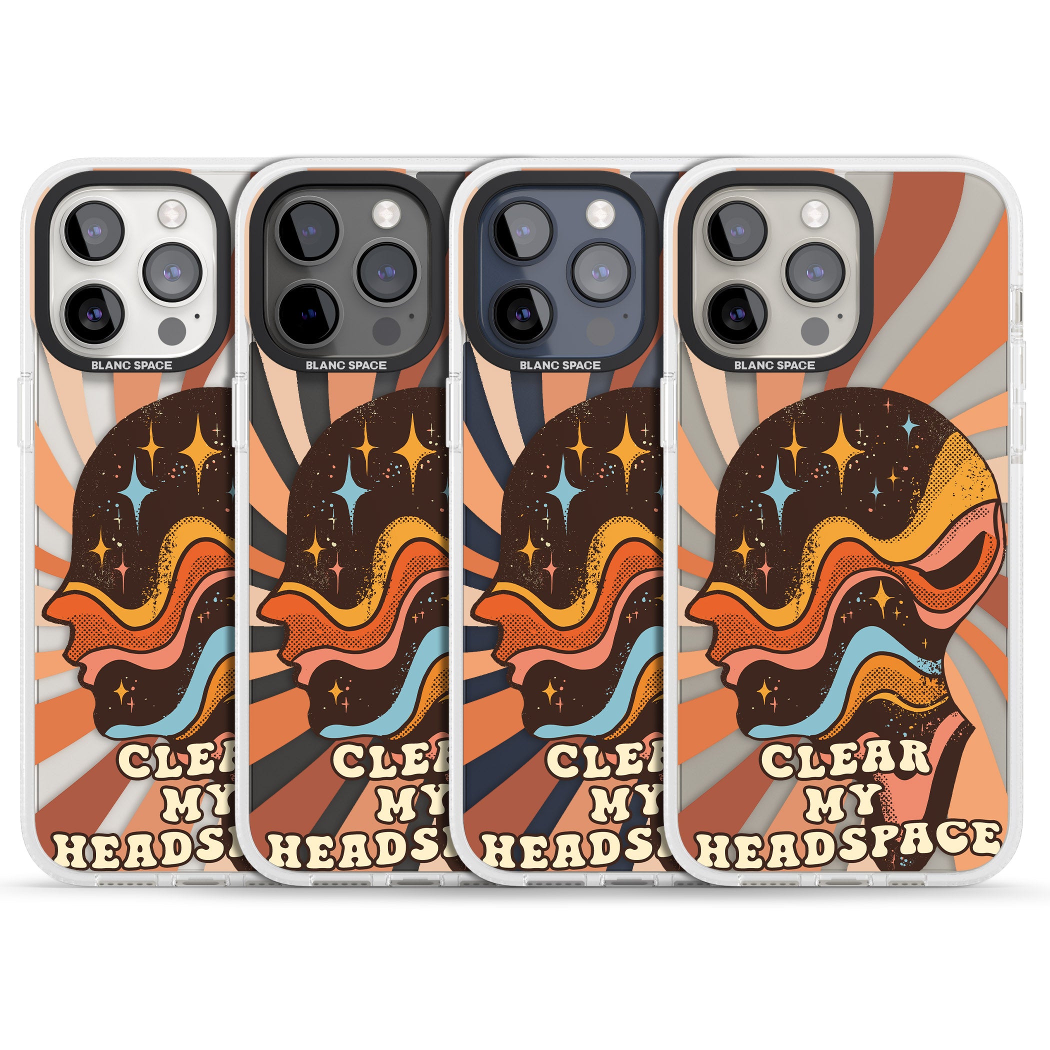 Clear My Headspace iPhone 15 Pro Max / 15 Pro / 14 Pro Max / 14 Pro / 13 Pro Clear Case Impact Air - Blanc Space