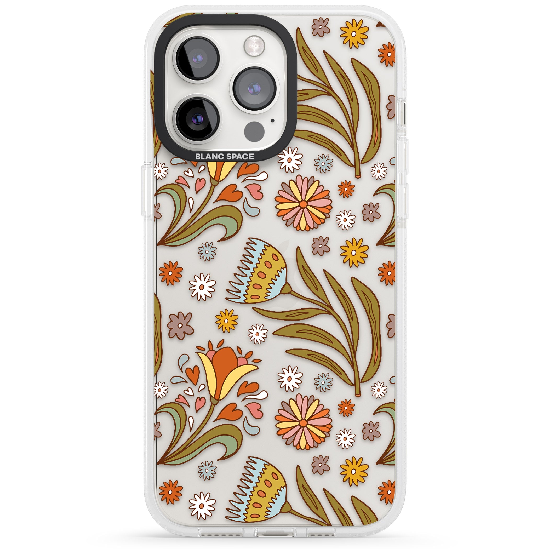 Boho Celestial Wildflower iPhone 15 Pro Max / 15 Pro / 14 Pro Max / 14 Pro / 13 Pro Clear Case Impact Air - Blanc Space