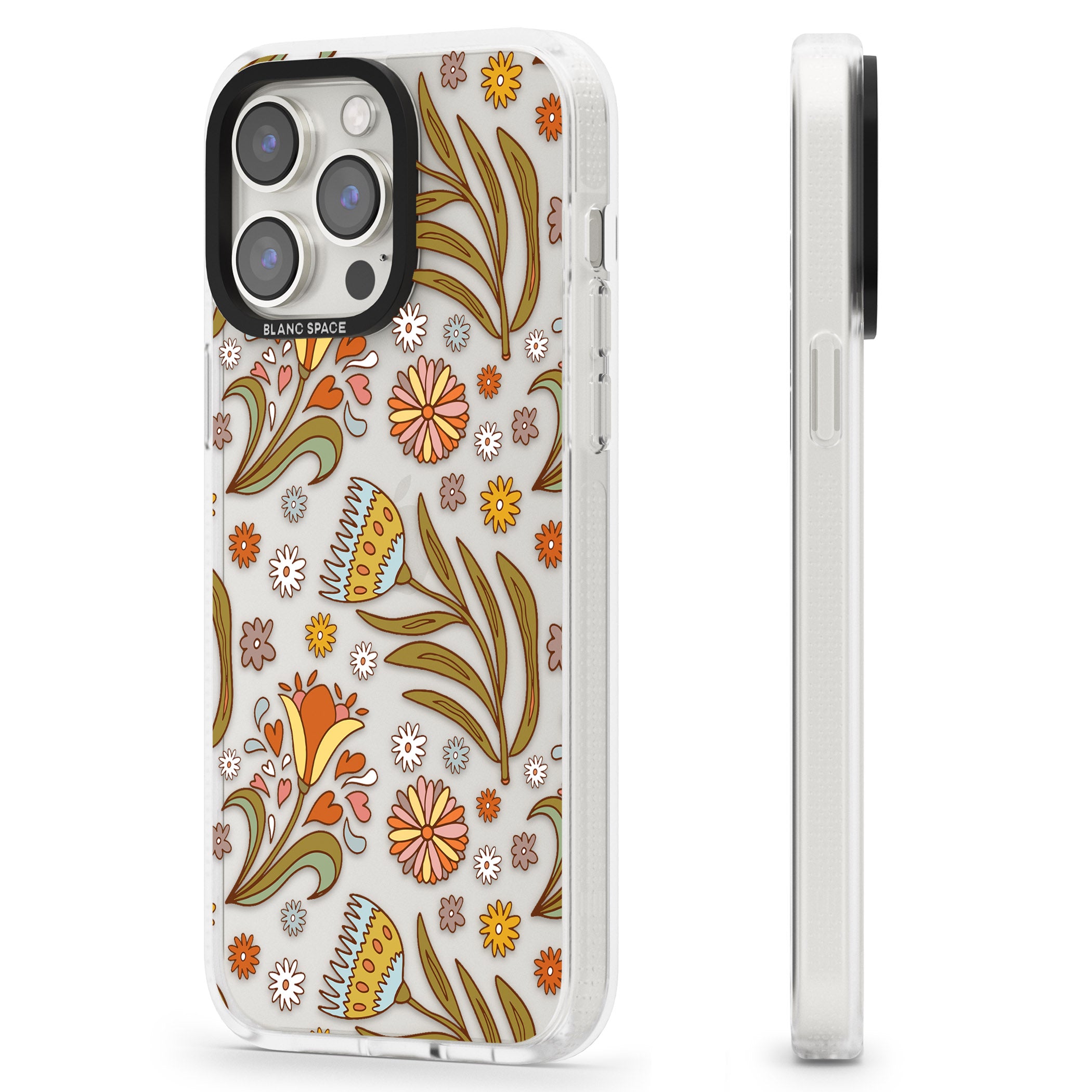 Boho Celestial Wildflower iPhone 15 Pro Max / 15 Pro / 14 Pro Max / 14 Pro / 13 Pro Clear Case Impact Air - Blanc Space