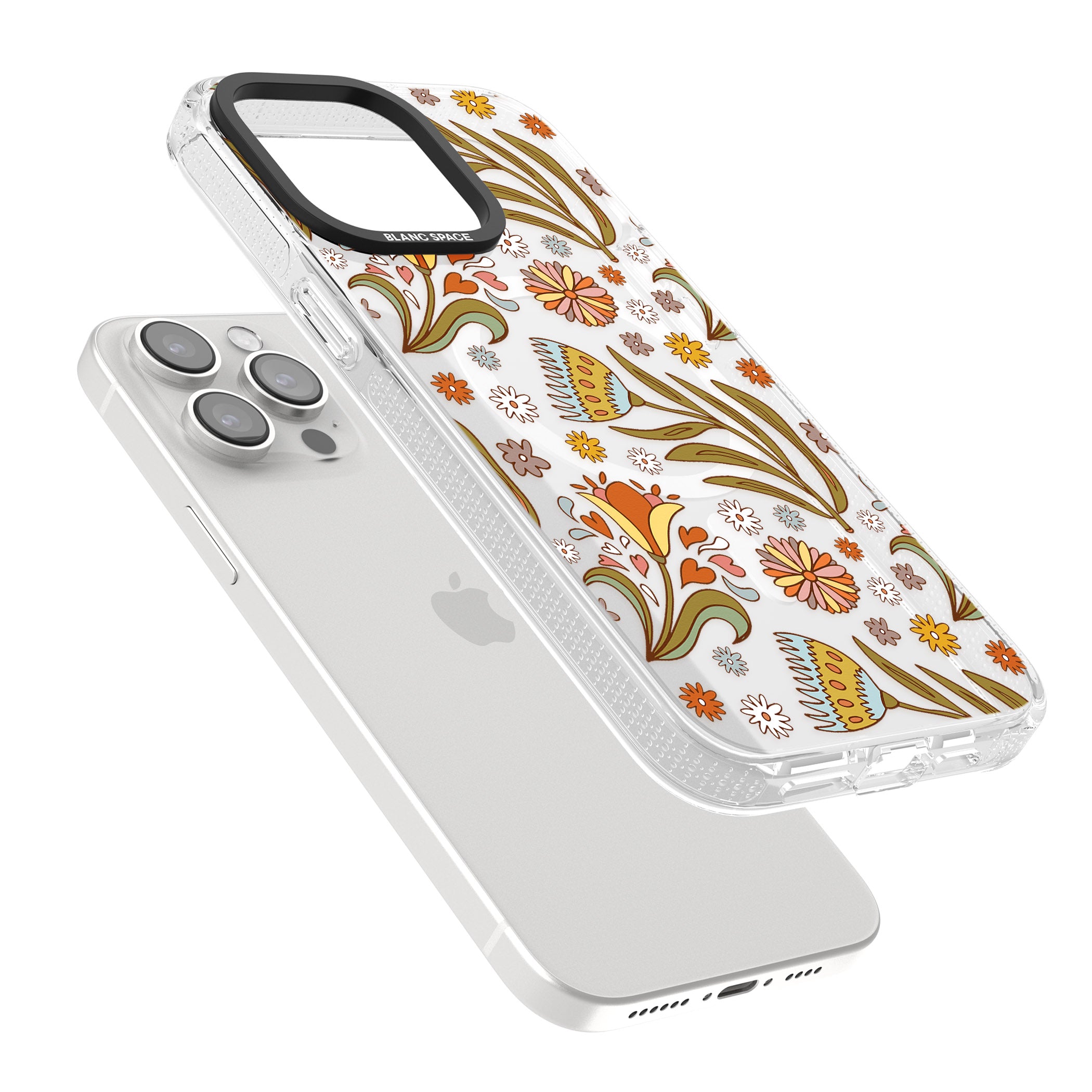 Boho Celestial Wildflower iPhone 15 Pro Max / 15 Pro / 14 Pro Max / 14 Pro / 13 Pro Clear Case Impact Air - Blanc Space