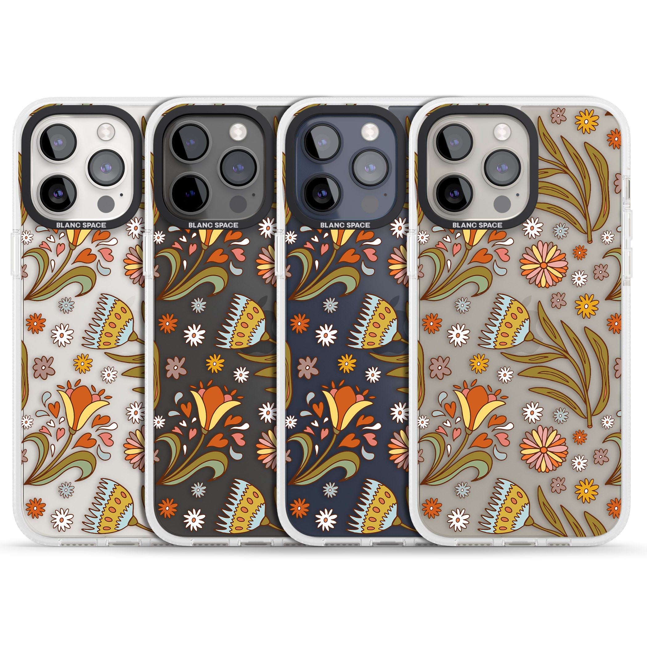 Boho Celestial Wildflower iPhone 15 Pro Max / 15 Pro / 14 Pro Max / 14 Pro / 13 Pro Clear Case Impact Air - Blanc Space