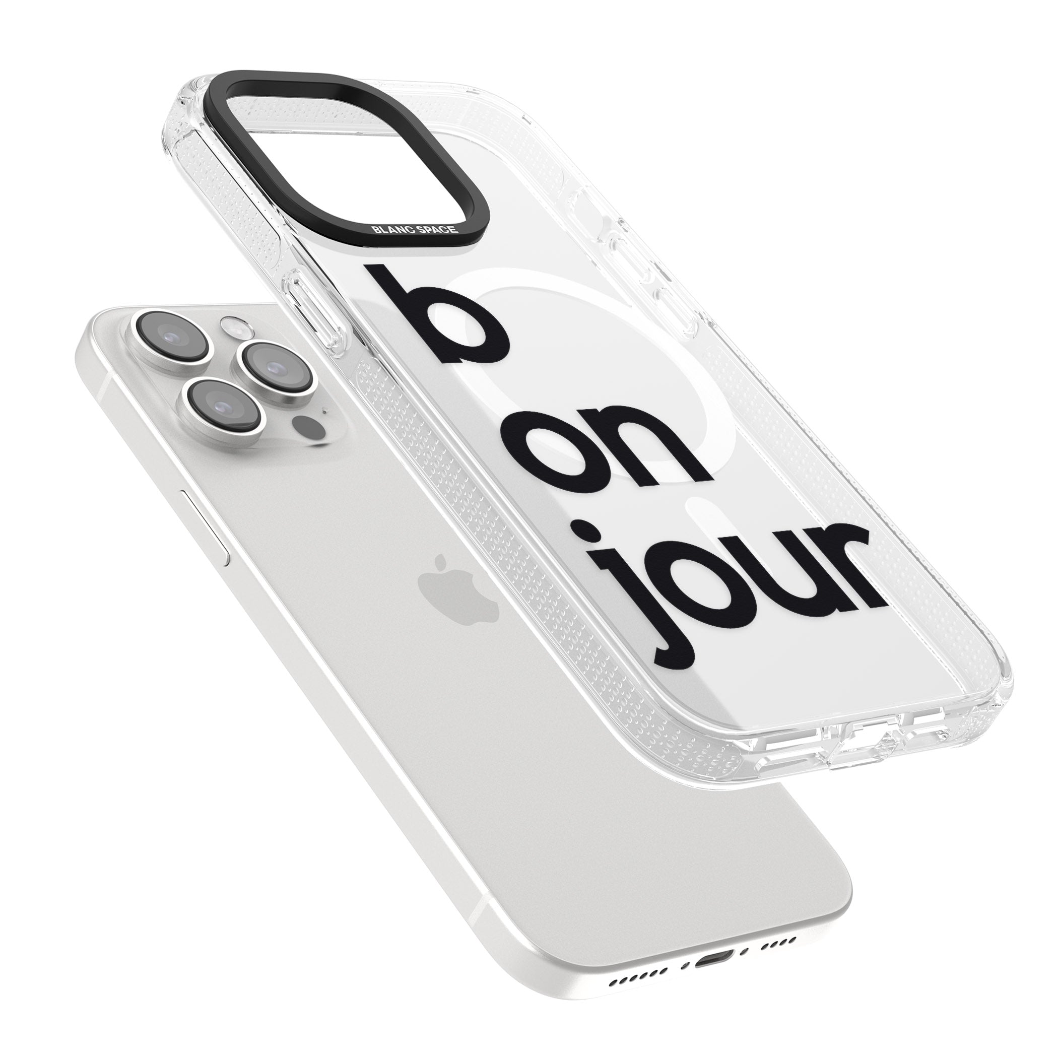 Bonjour iPhone 15 Pro Max / 15 Pro / 14 Pro Max / 14 Pro / 13 Pro Clear Case Impact Air - Blanc Space