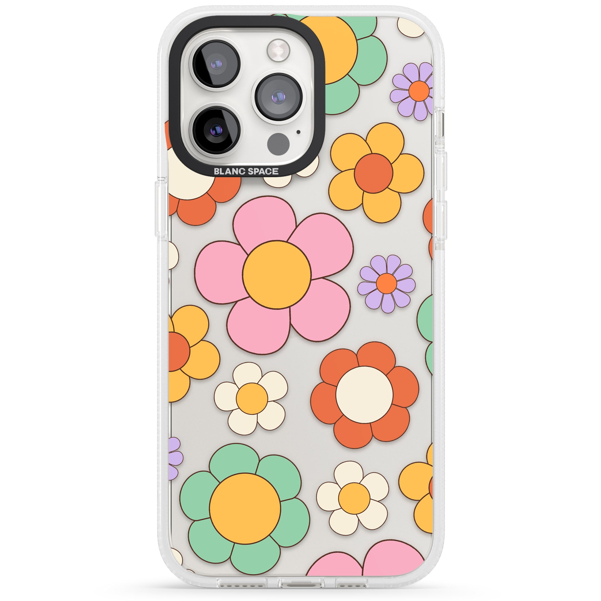 Groovy Blossoms iPhone 15 Pro Max / 15 Pro / 14 Pro Max / 14 Pro / 13 Pro Clear Case Impact Air - Blanc Space