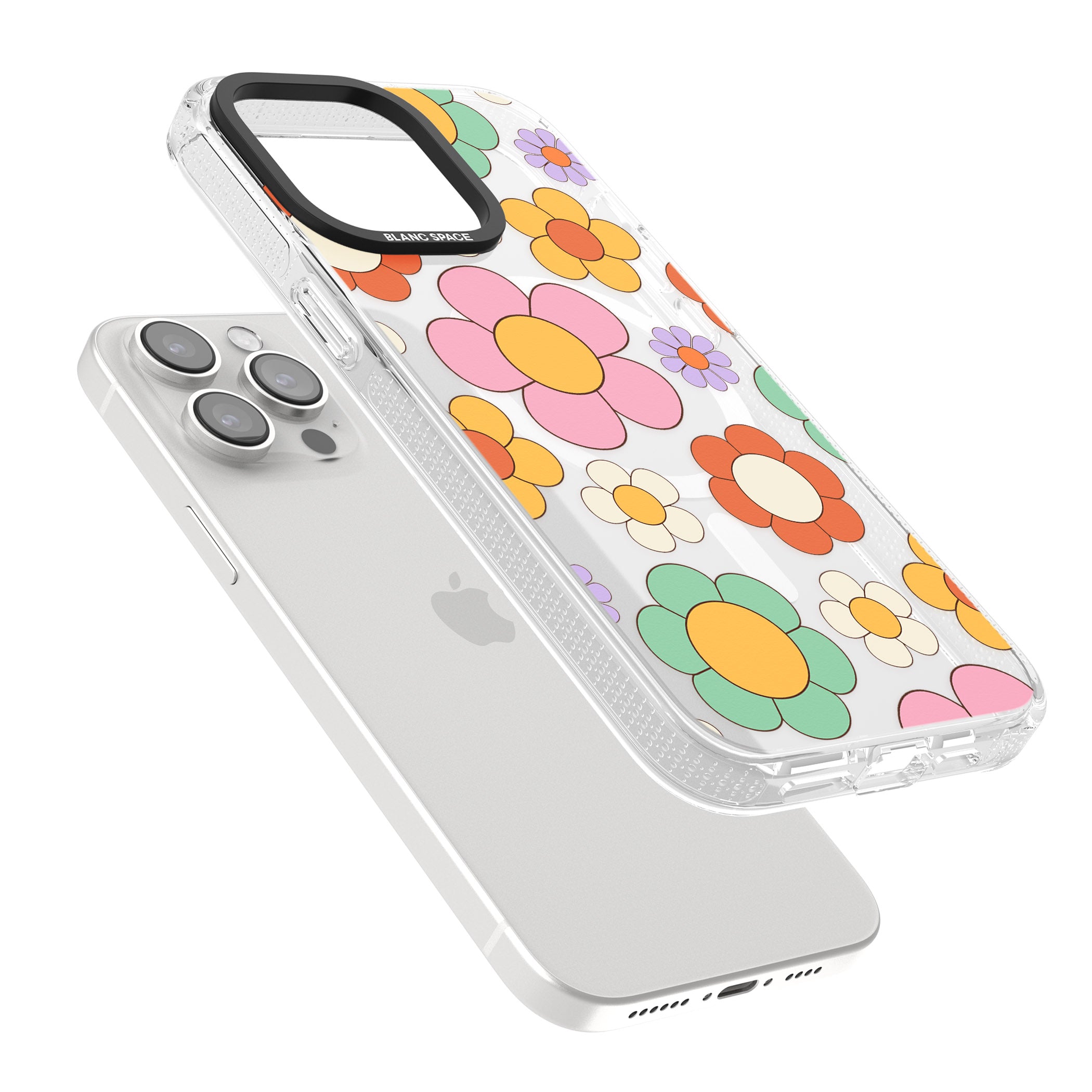 Groovy Blossoms iPhone 15 Pro Max / 15 Pro / 14 Pro Max / 14 Pro / 13 Pro Clear Case Impact Air - Blanc Space