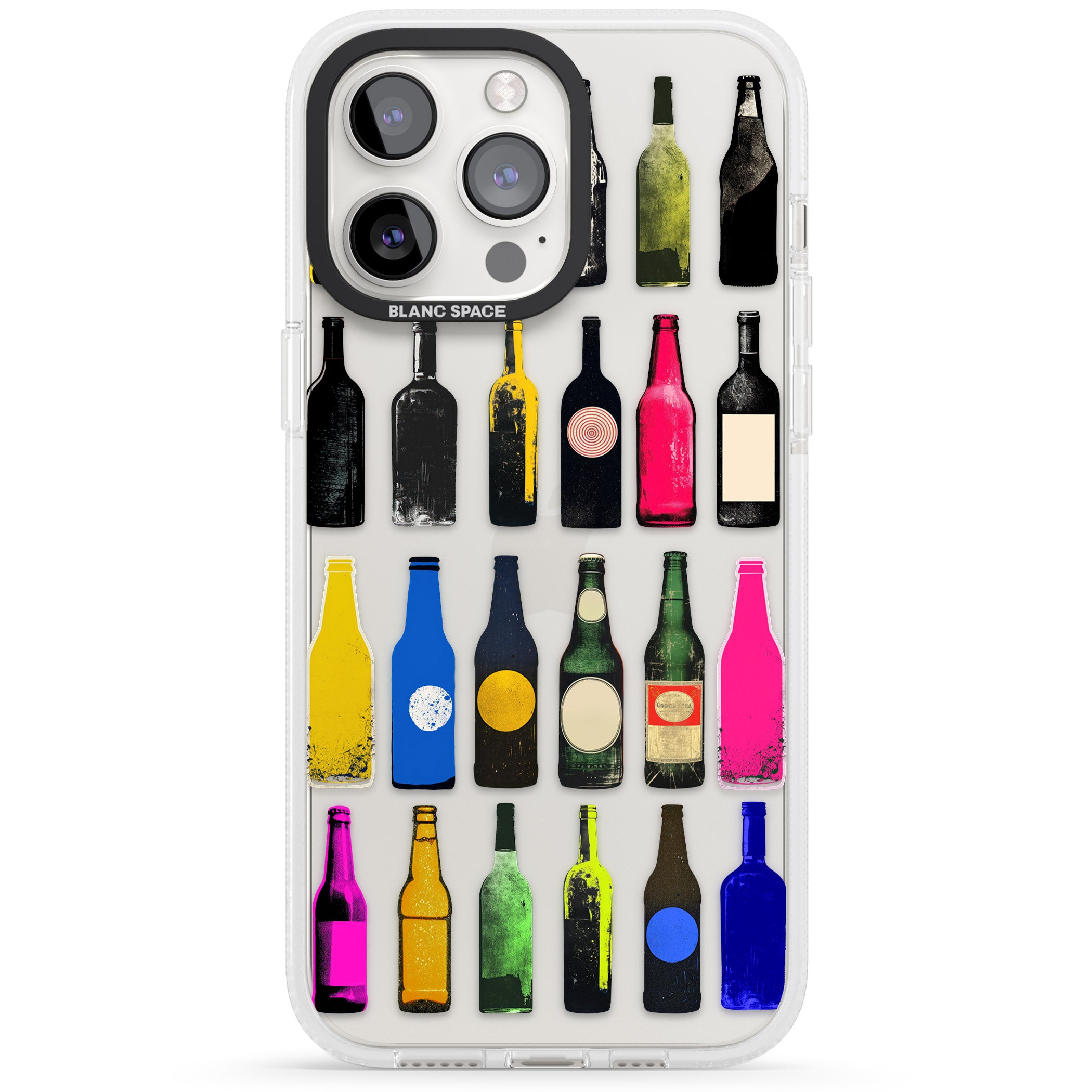Glass Bottles iPhone 15 Pro Max / 15 Pro / 14 Pro Max / 14 Pro / 13 Pro Clear Case Impact Air - Blanc Space