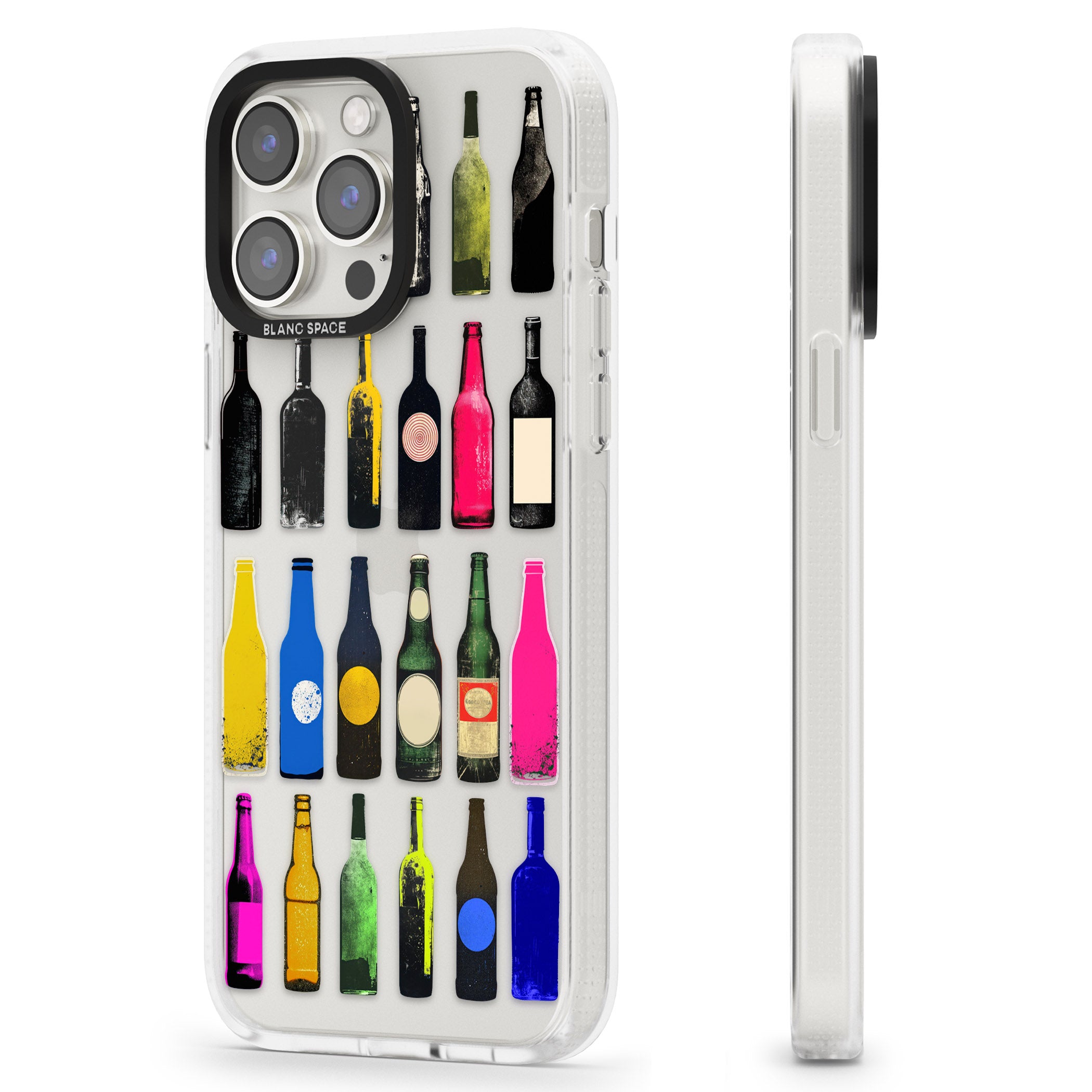 Glass Bottles iPhone 15 Pro Max / 15 Pro / 14 Pro Max / 14 Pro / 13 Pro Clear Case Impact Air - Blanc Space