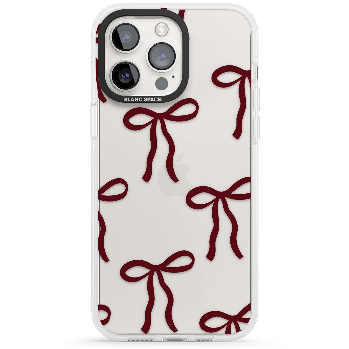 Burgundy Bows coquette iPhone case featuring hand-drawn burgundy red bows on a clear background | Clear Case Impact Air case for iPhone 15 Pro, iPhone 15 Pro Max
