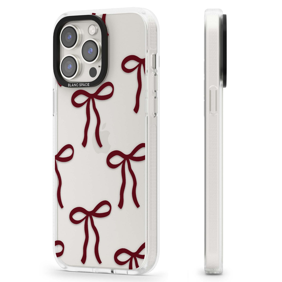 Burgundy Bows coquette iPhone case featuring hand-drawn burgundy red bows on a clear background | Clear Case Impact Air case for iPhone 15 Pro, iPhone 15 Pro Max