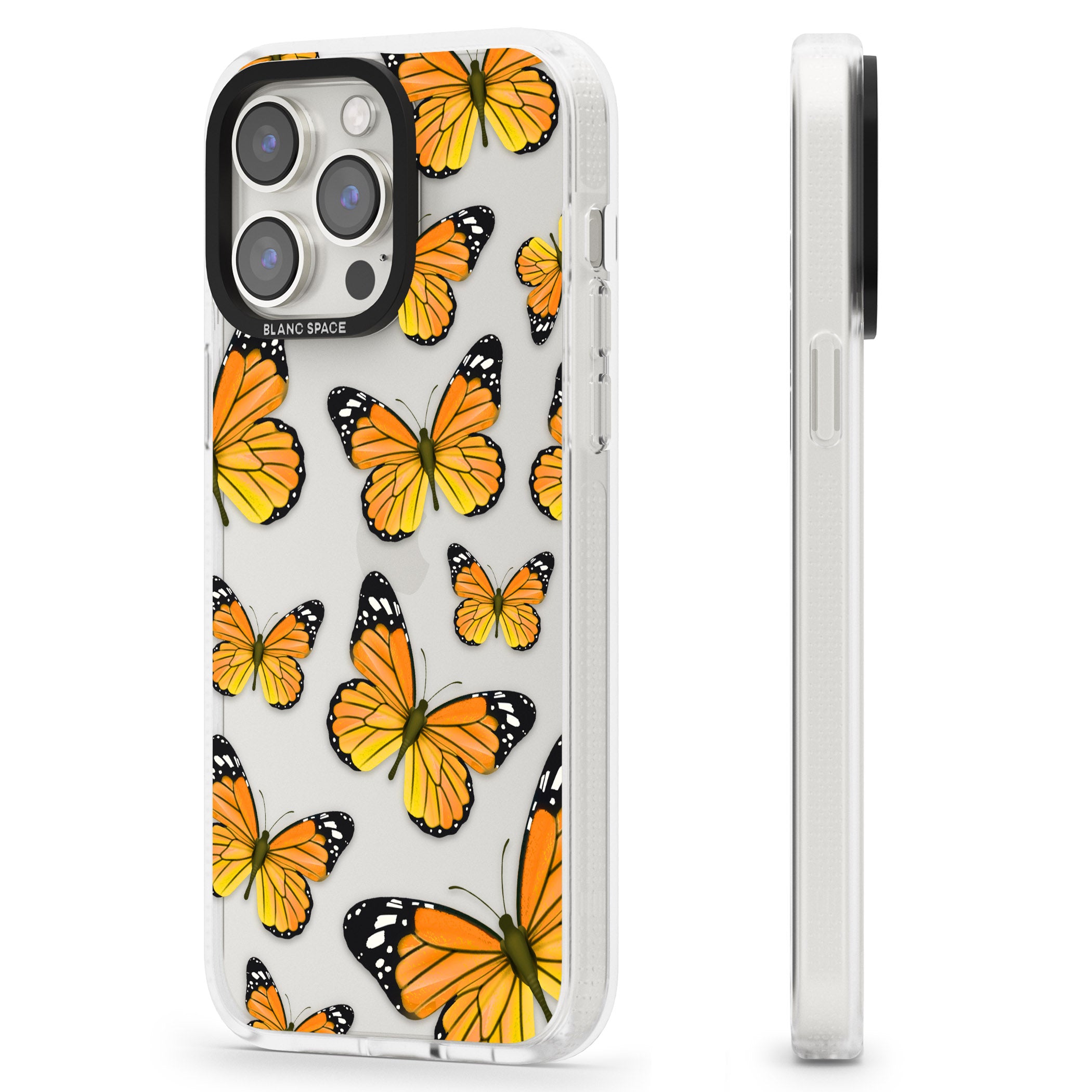 Sun-Yellow Butterflies iPhone 15 Pro Max / 15 Pro / 14 Pro Max / 14 Pro / 13 Pro Clear Case Impact Air - Blanc Space