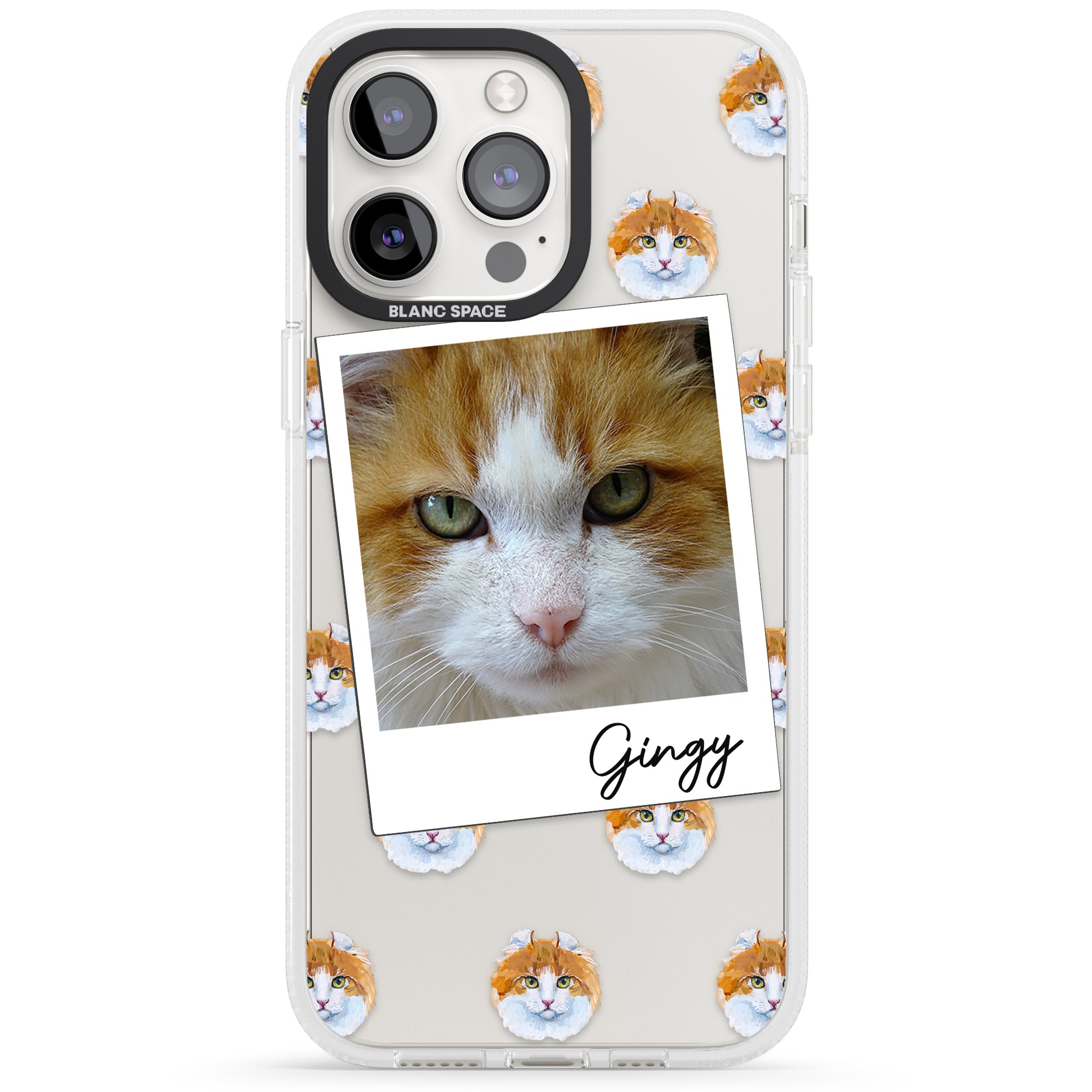 Personalised American Curl Photo iPhone 15 Pro Max / 15 Pro / 14 Pro Max / 14 Pro / 13 Pro Clear Case Impact Air - Blanc Space
