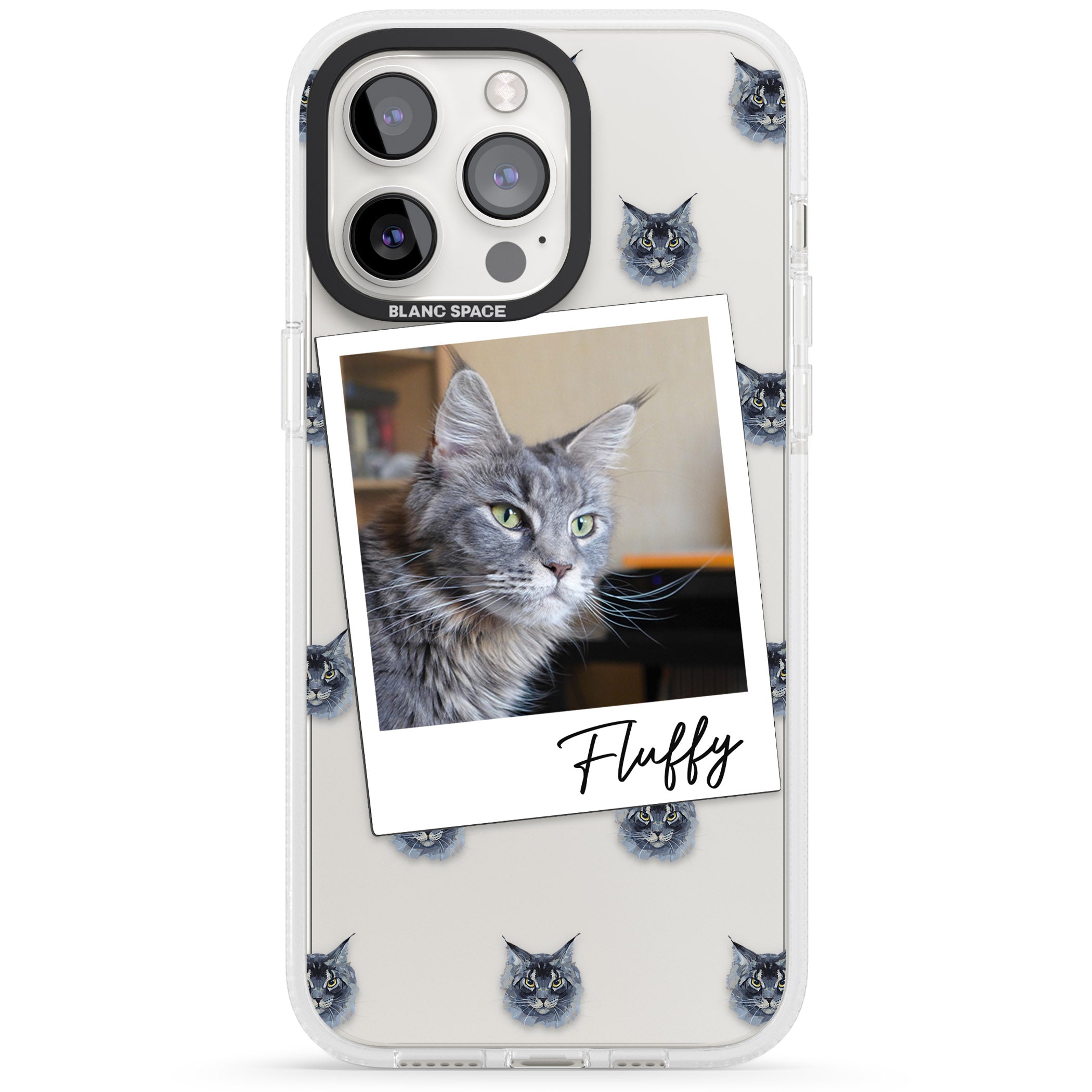 Personalised Maine Coon Photo iPhone 15 Pro Max / 15 Pro / 14 Pro Max / 14 Pro / 13 Pro Clear Case Impact Air - Blanc Space