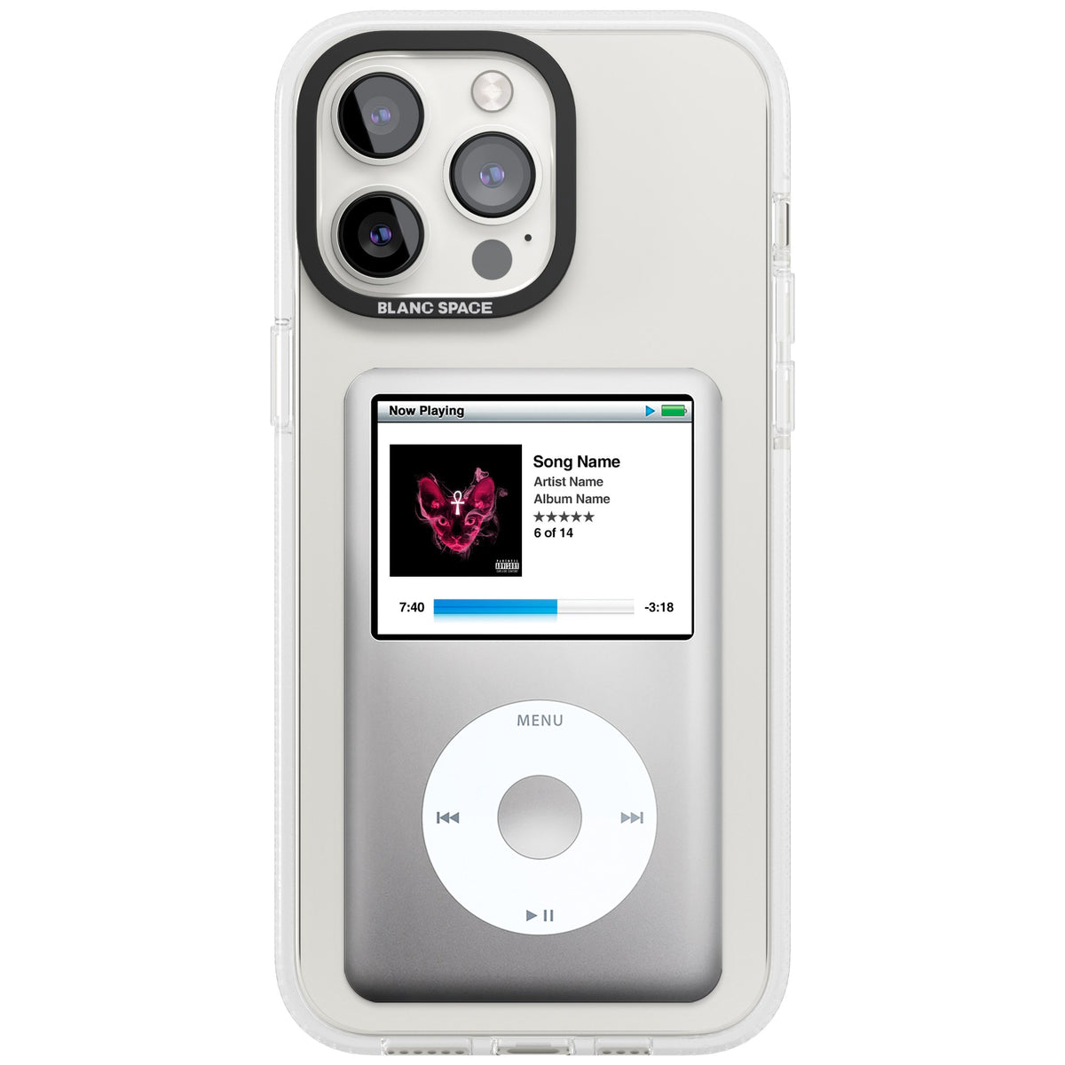 Personalised Classic Ipod iPhone 13 Pro / iPhone 13 Pro Max / iPhone 14 Pro / iPhone 14 Pro Max / iPhone 15 Pro Max Impact Air Clear Phone Case front