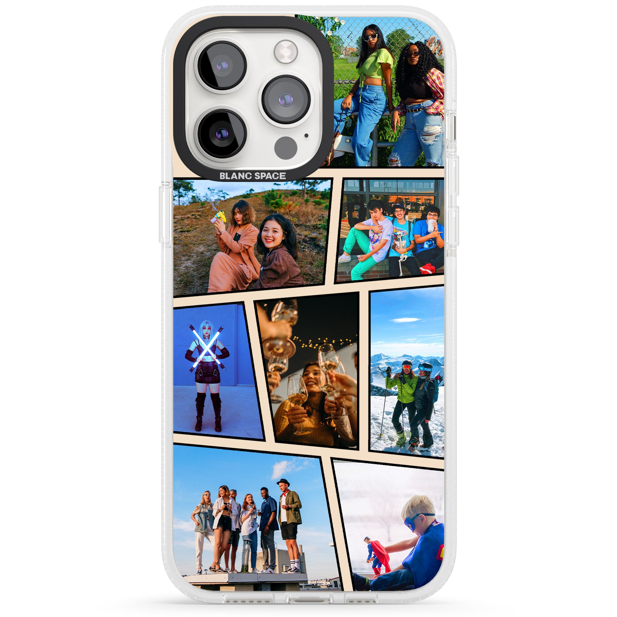 Comic Strip Photo iPhone 15 Pro Max / 15 Pro / 14 Pro Max / 14 Pro / 13 Pro Clear Case Impact Air - Blanc Space