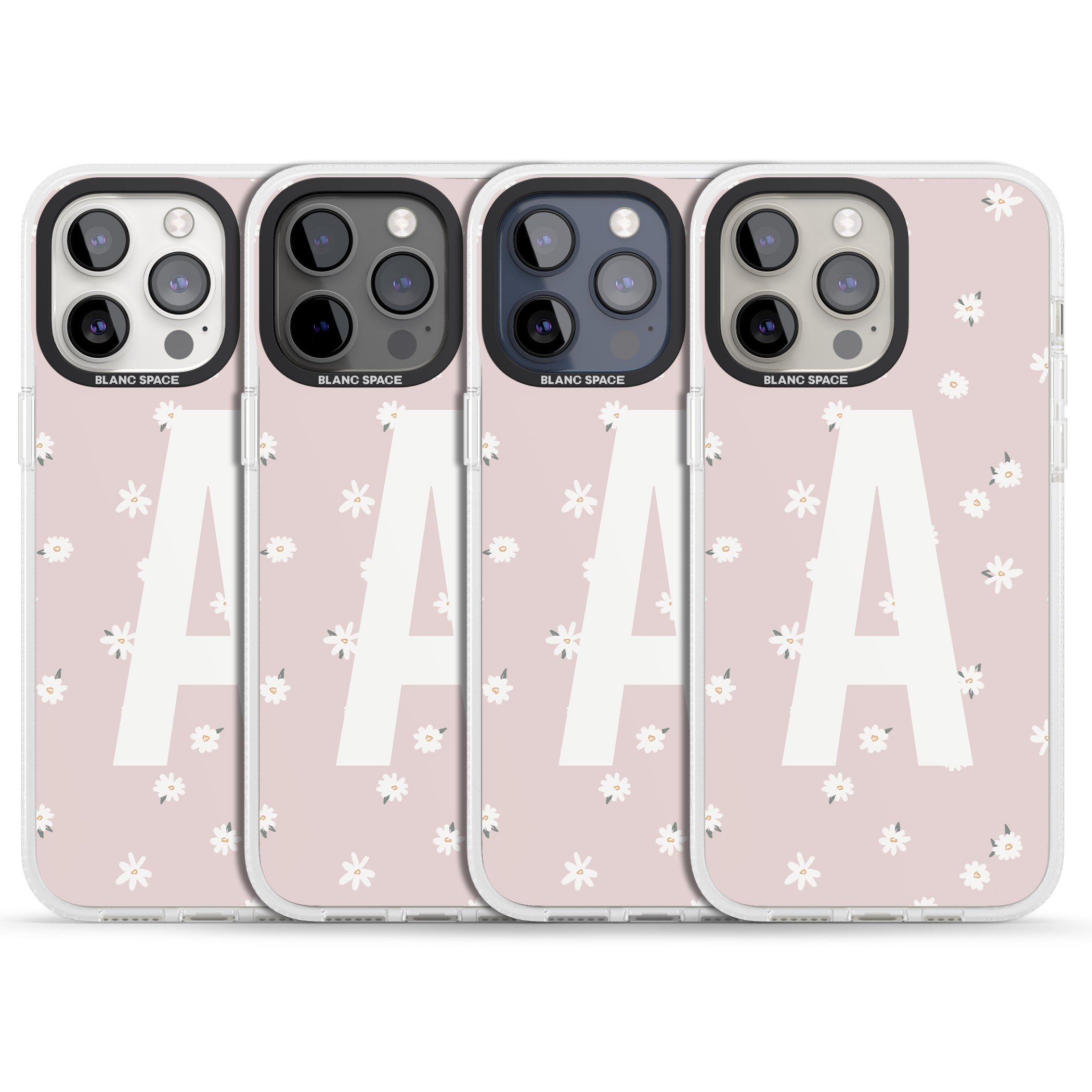 Personalised Pink Daisy Personalised iPhone 15 Pro Max / 15 Pro / 14 Pro Max / 14 Pro / 13 Pro Clear Case Impact Air - Blanc Space