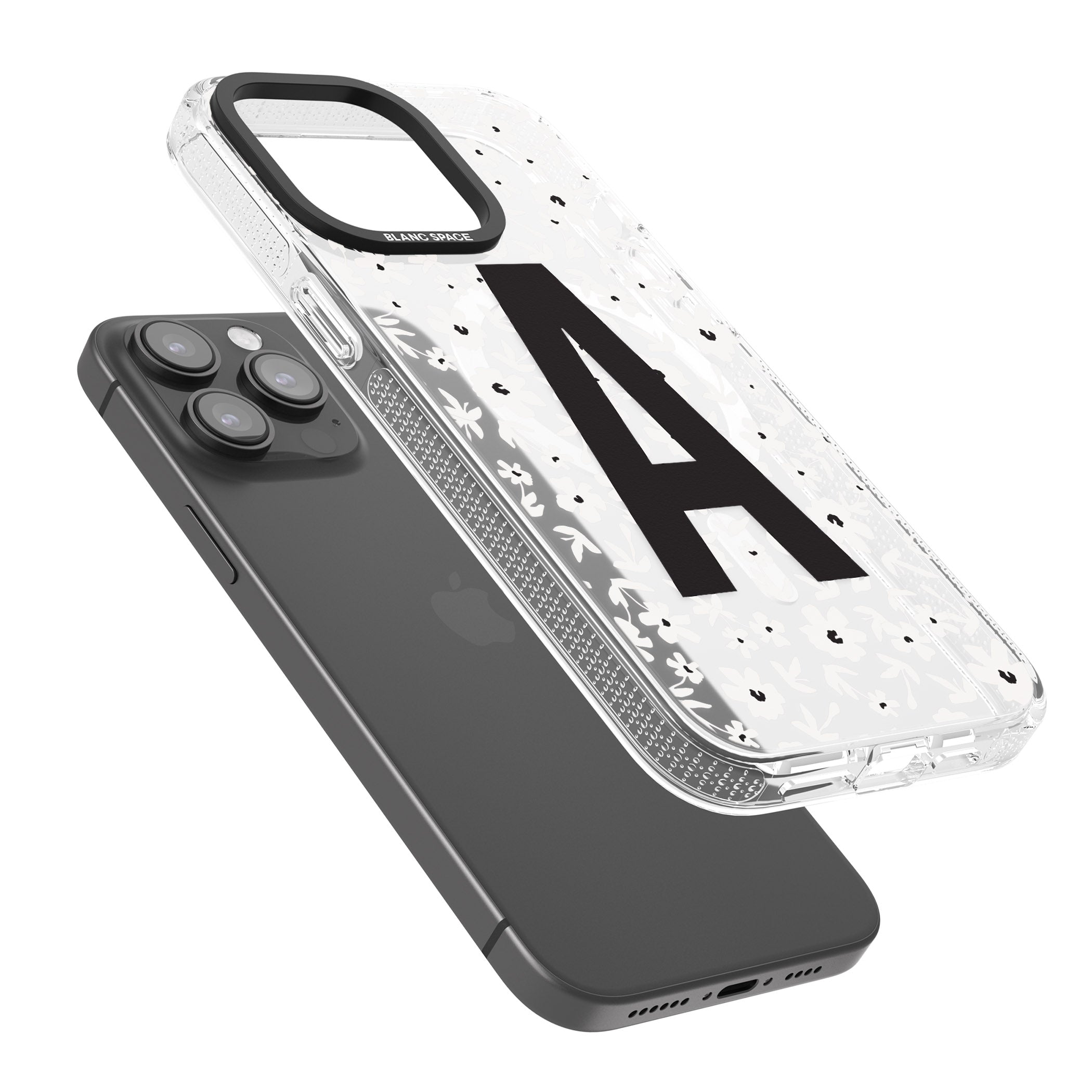 Personalised Floral Pattern Personalised iPhone 15 Pro Max / 15 Pro / 14 Pro Max / 14 Pro / 13 Pro Clear Case Impact Air - Blanc Space