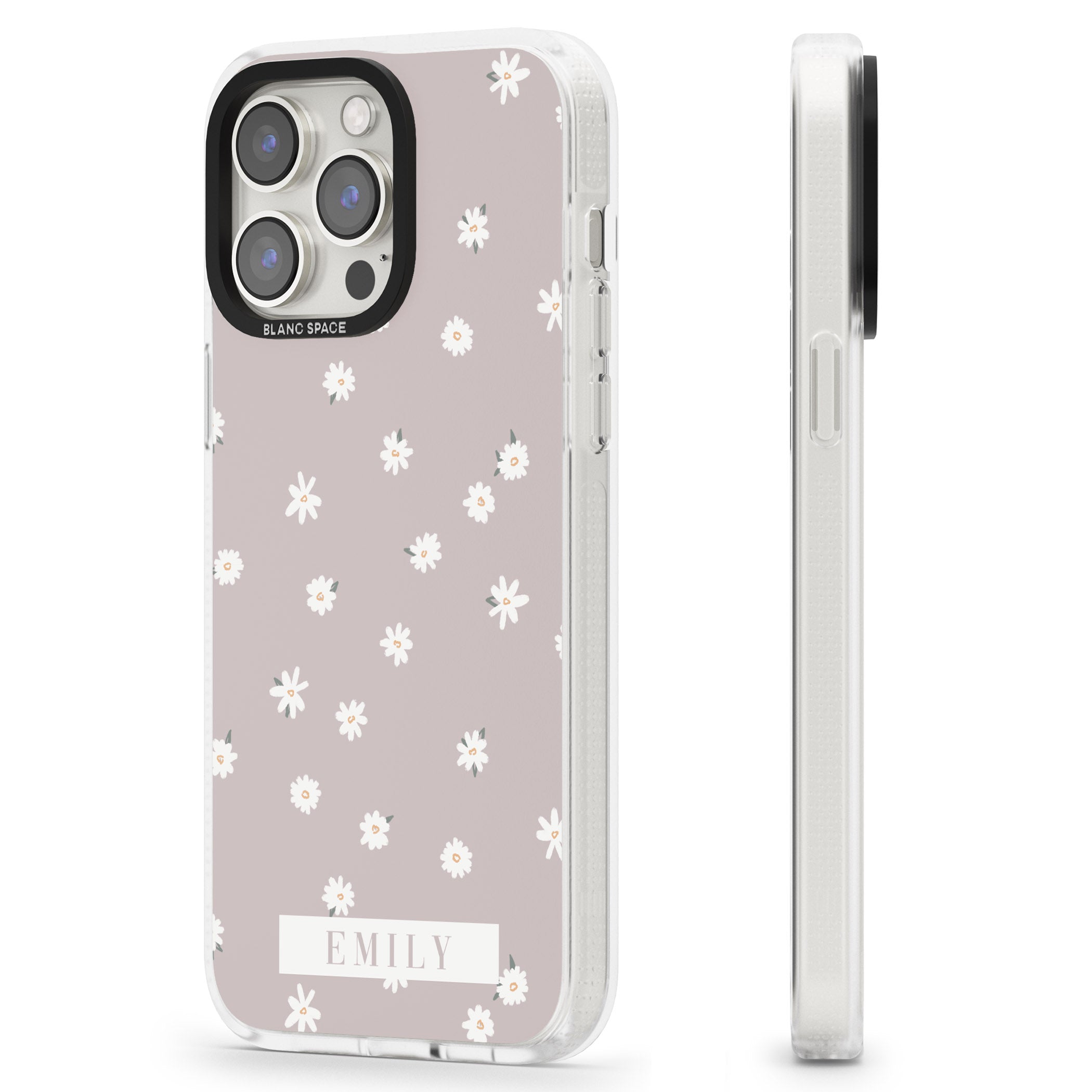 Personalised Dusty Rose Personalised iPhone 15 Pro Max / 15 Pro / 14 Pro Max / 14 Pro / 13 Pro Clear Case Impact Air - Blanc Space