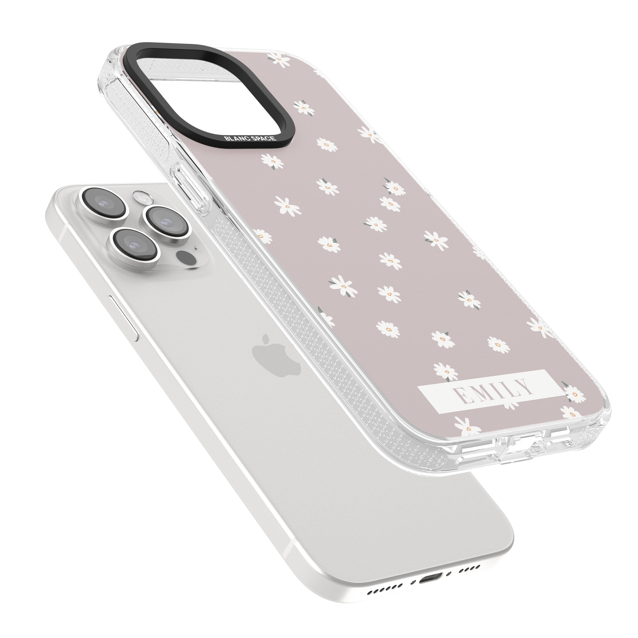 Personalised Dusty Rose Personalised iPhone 15 Pro Max / 15 Pro / 14 Pro Max / 14 Pro / 13 Pro Clear Case Impact Air - Blanc Space